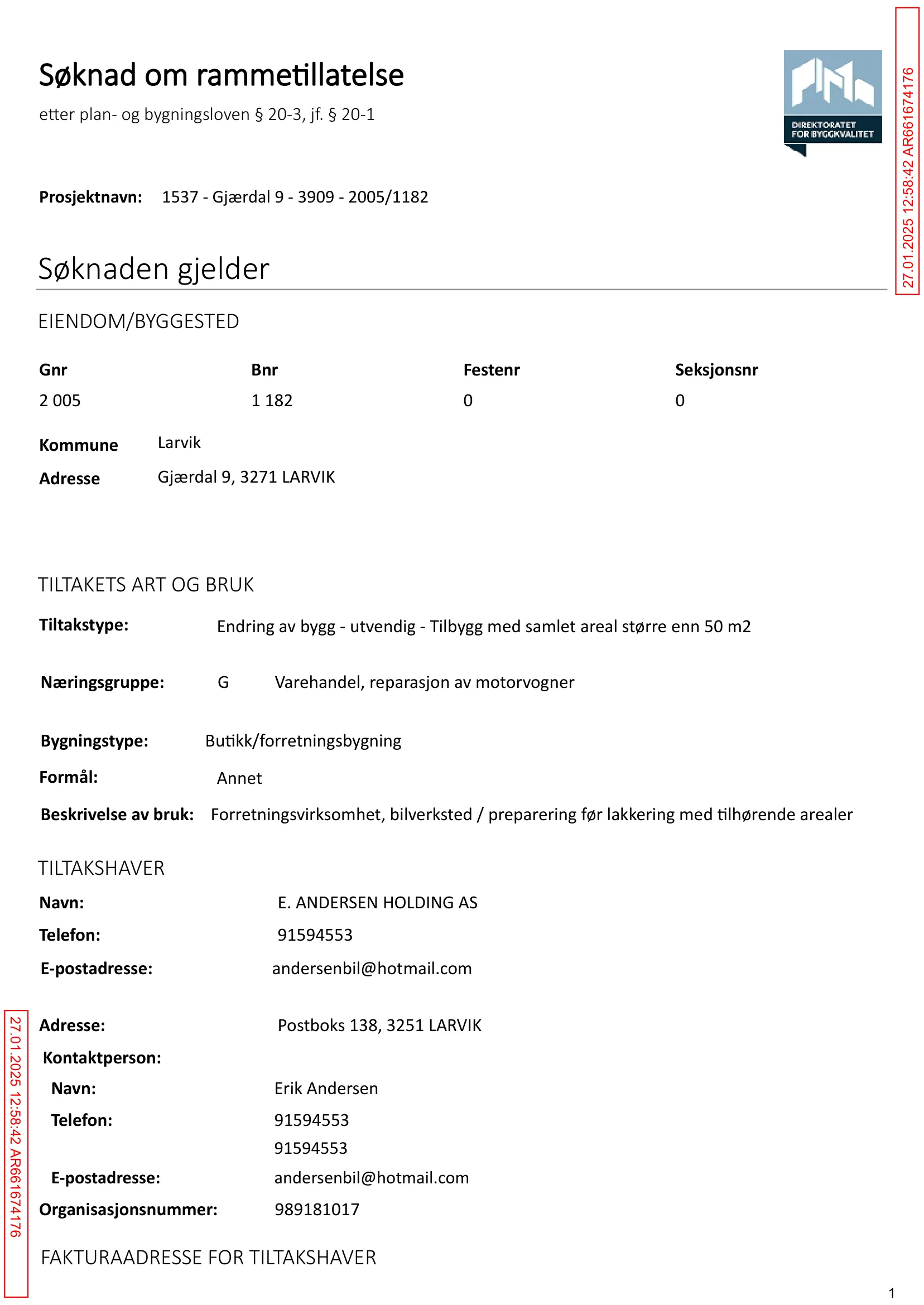 Søknad om rammetillatelse