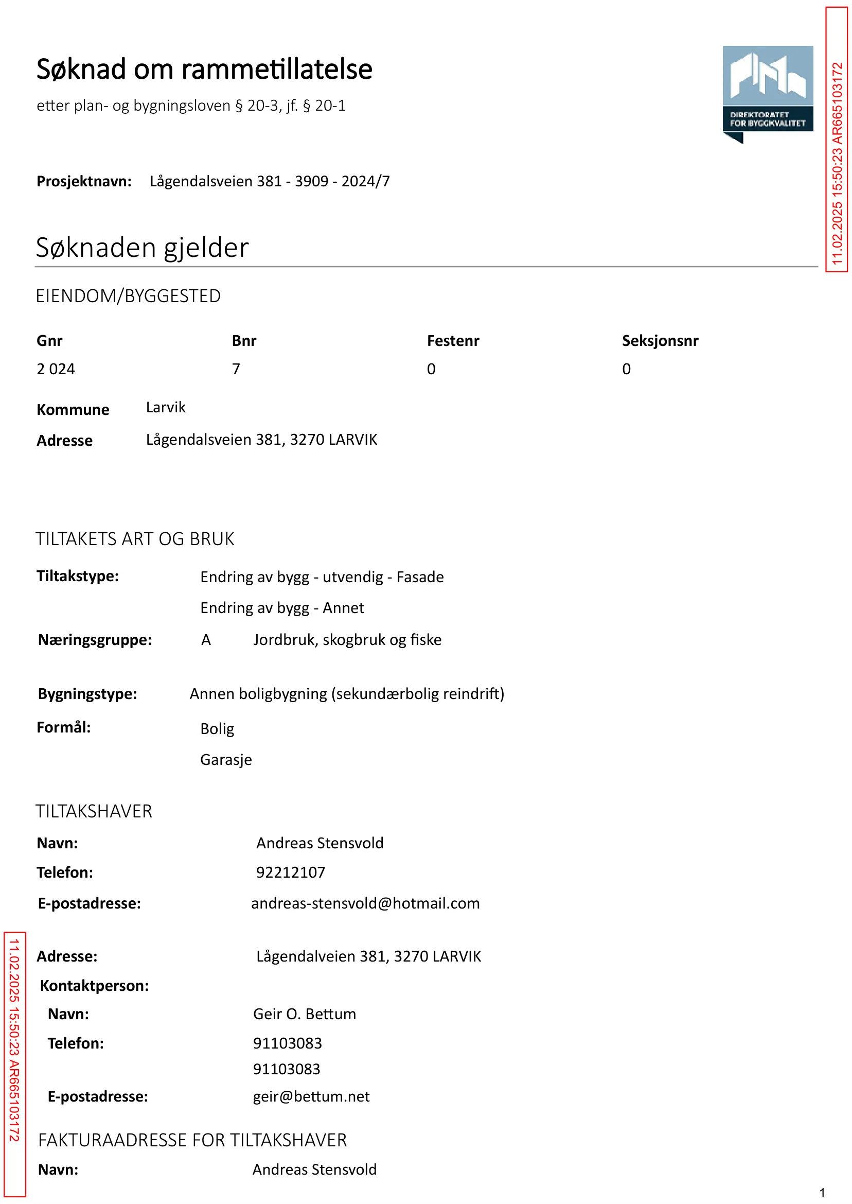 Søknad om rammetillatelse