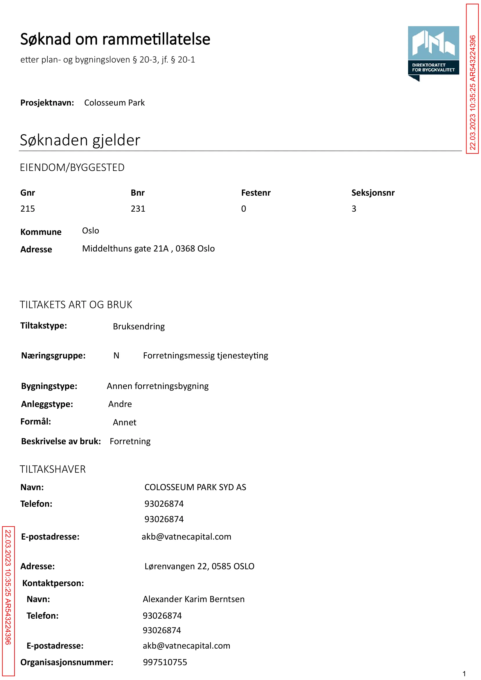 Søknad om rammetillatelse