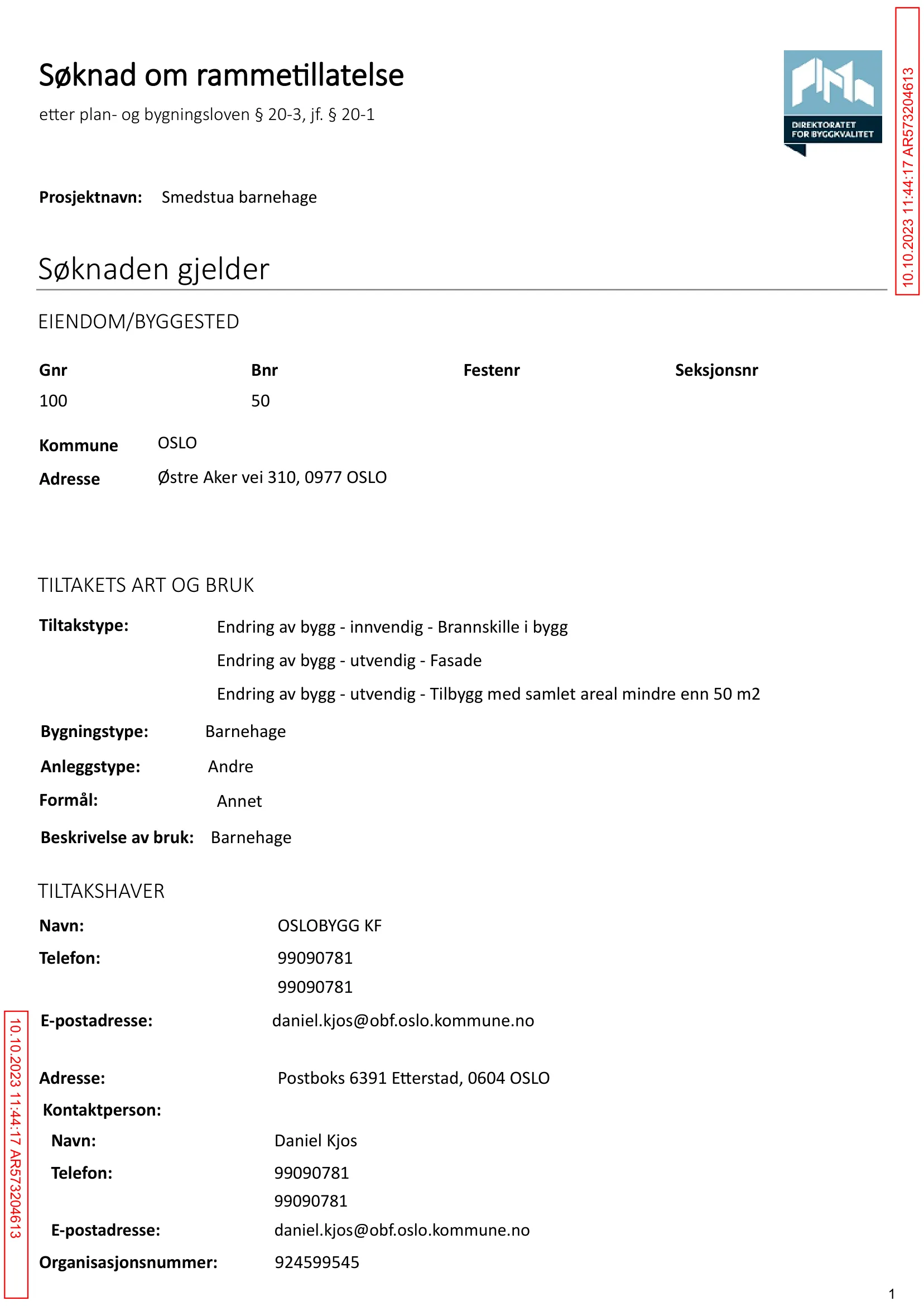 Søknad om rammetillatelse