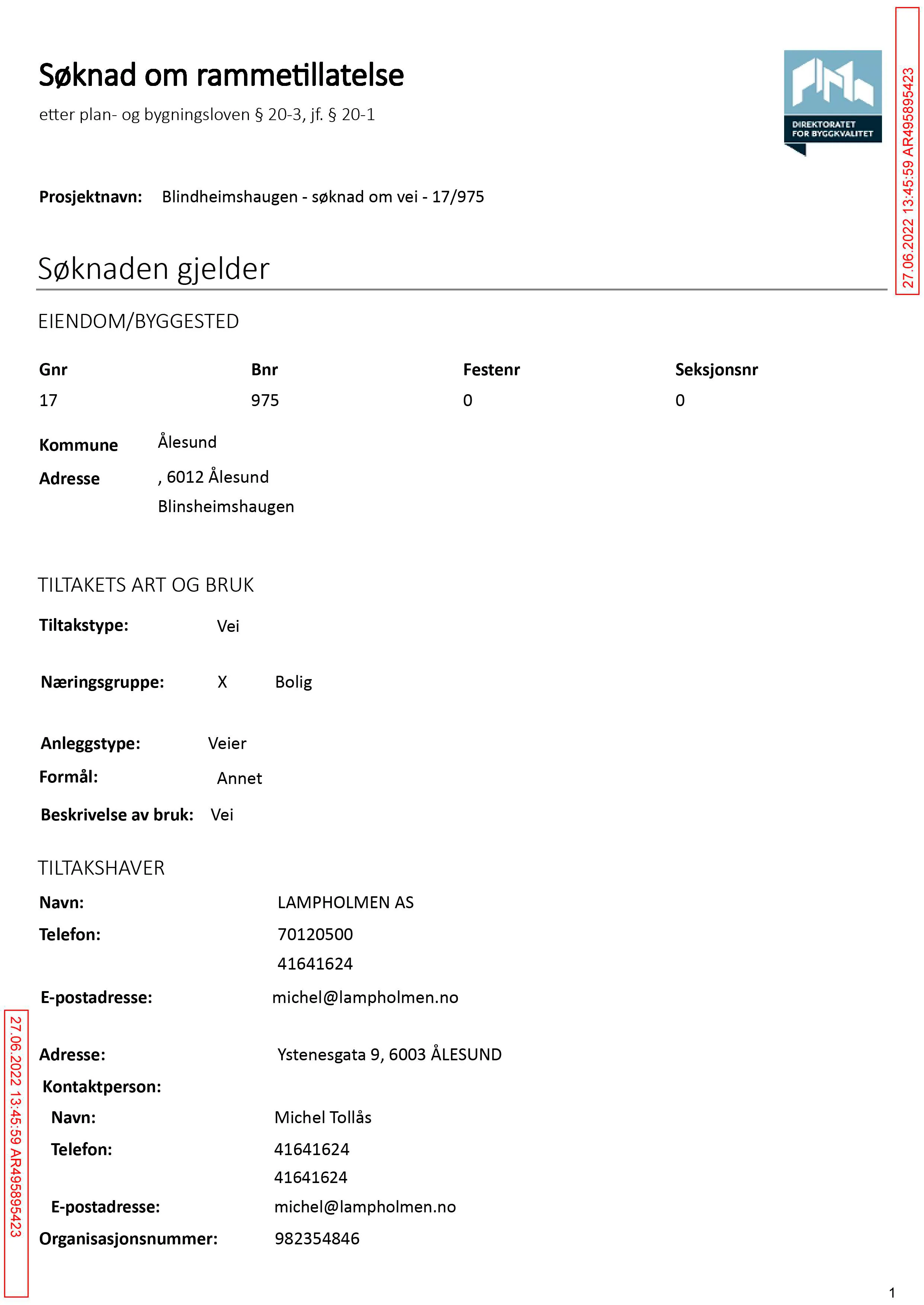 Søknad om rammetillatelse