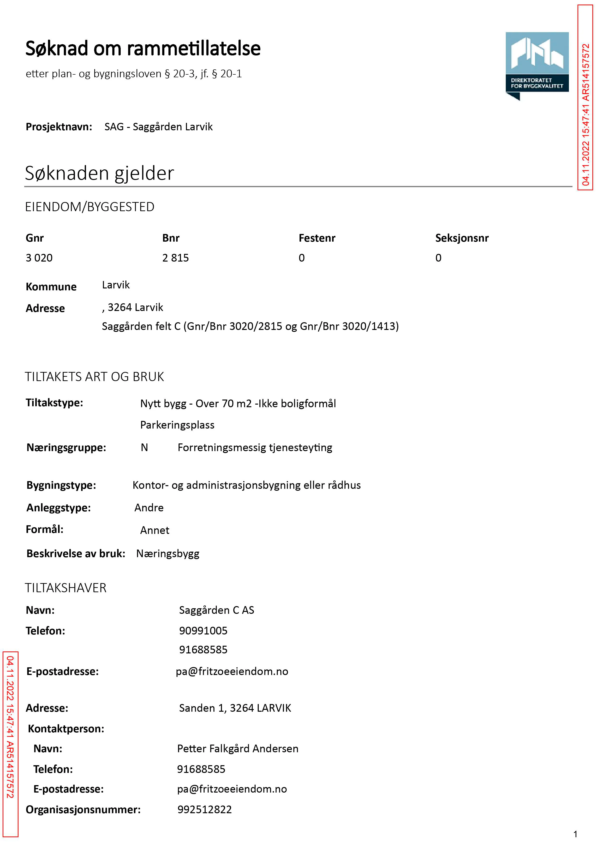 Søknad om rammetillatelse
