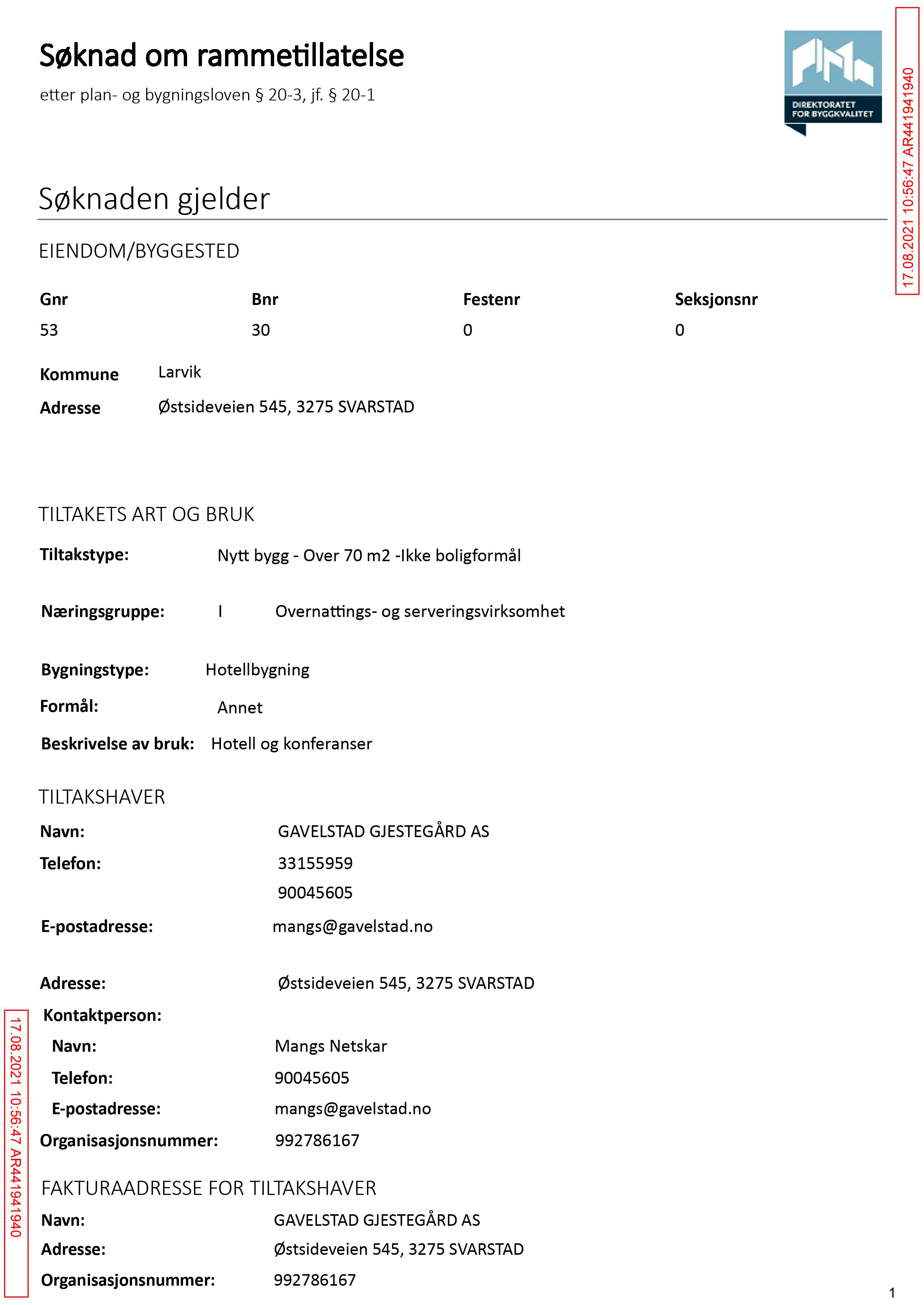 Søknad om rammetillatelse