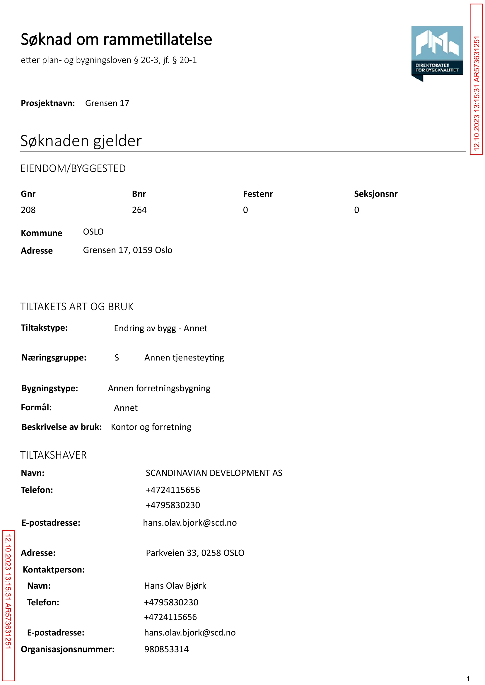 Søknad om rammetillatelse
