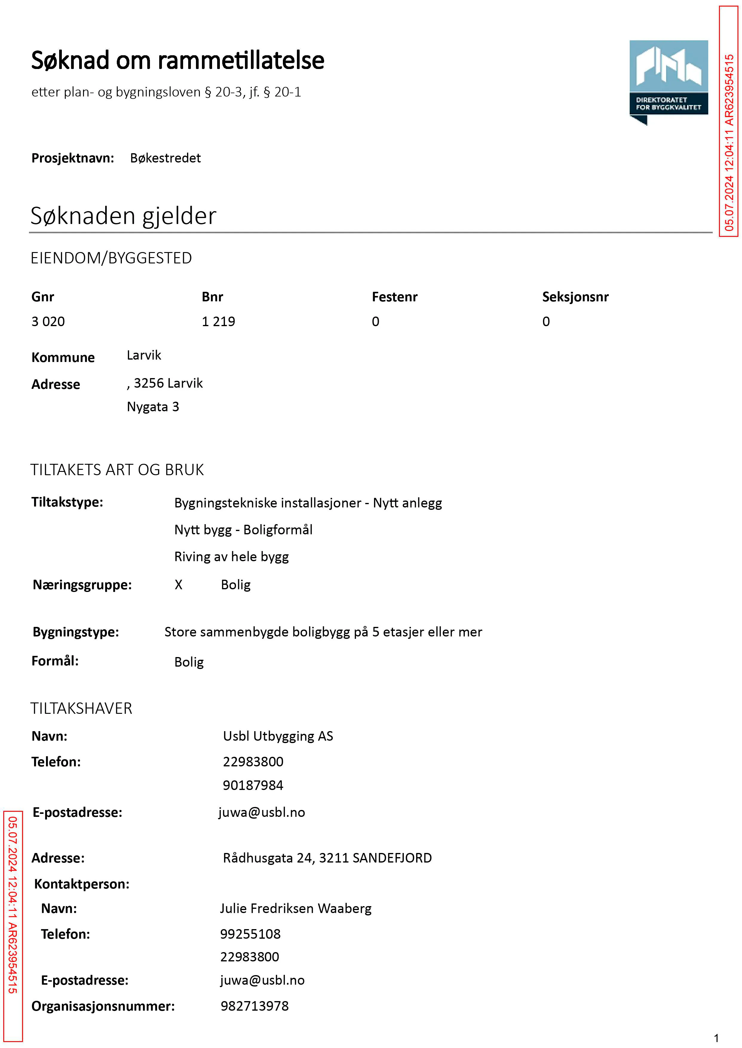 Søknad om rammetillatelse
