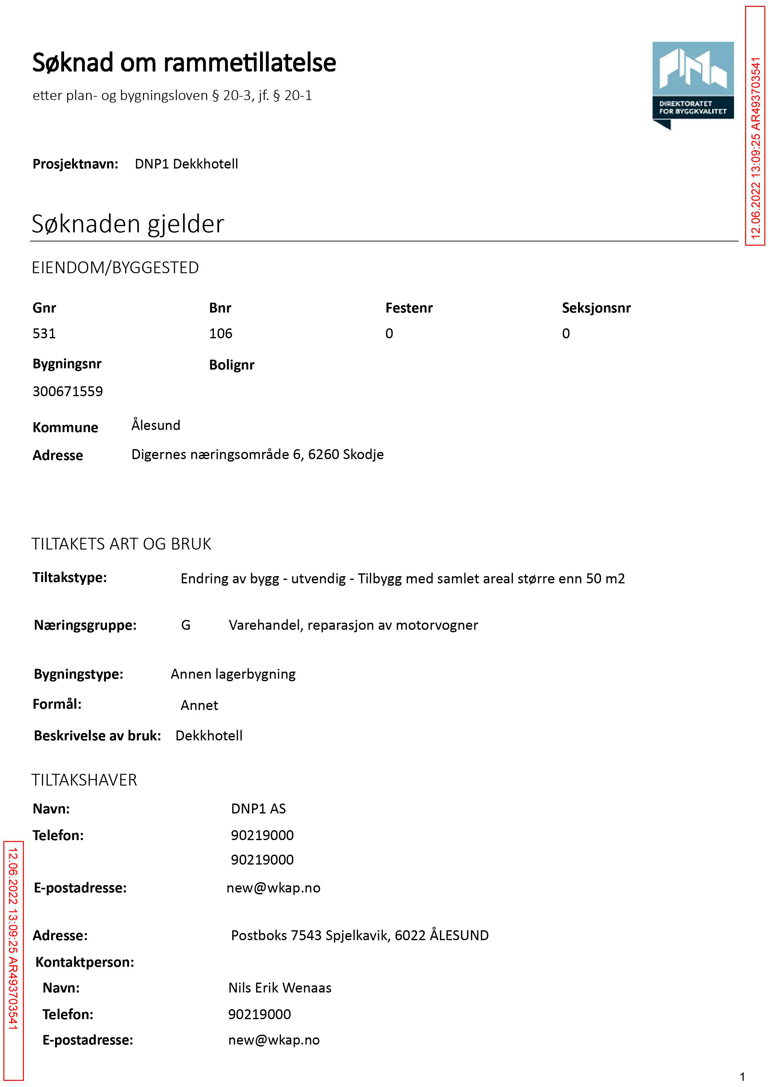 Søknad om rammetillatelse