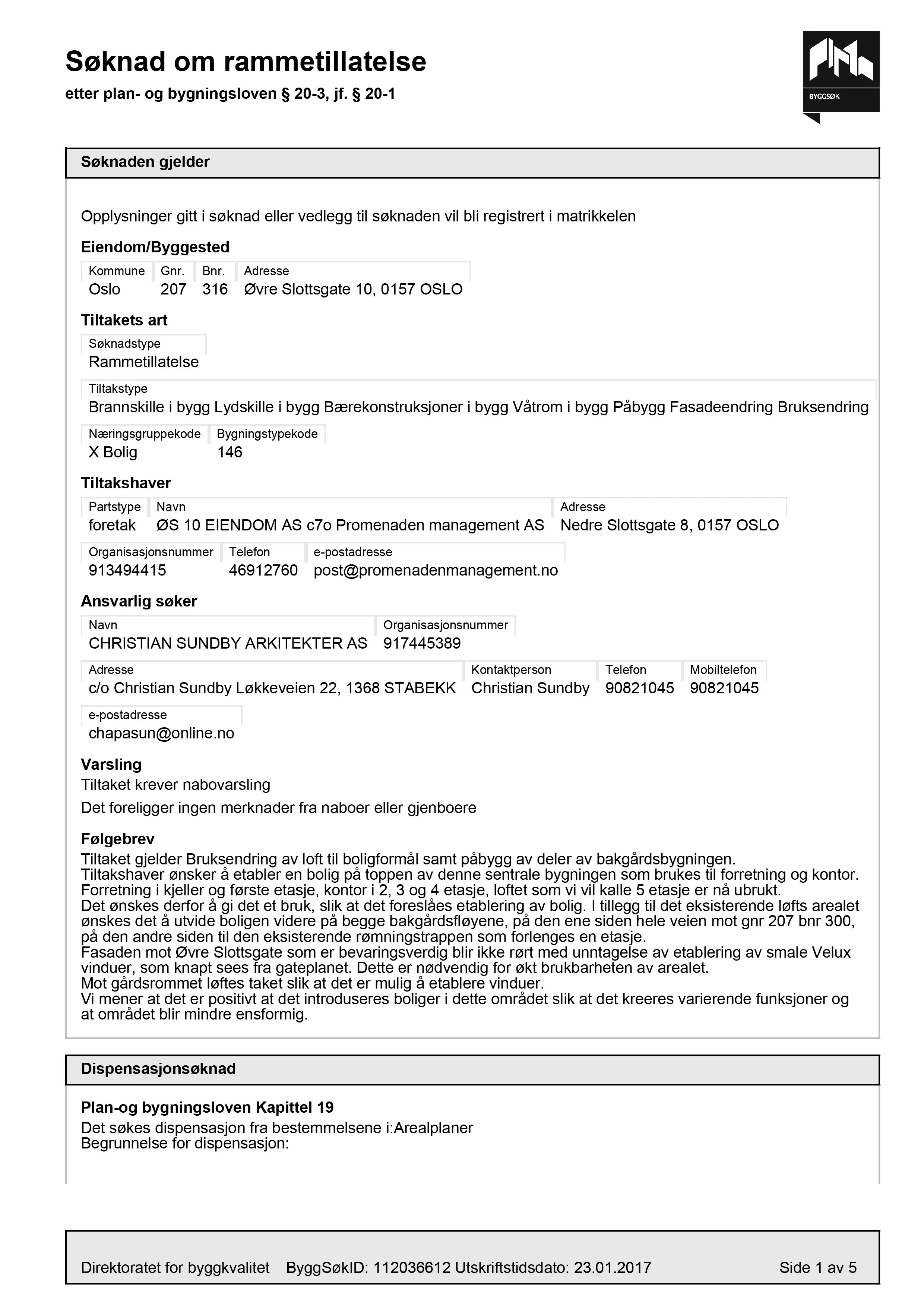 Søknad om rammetillatelse
