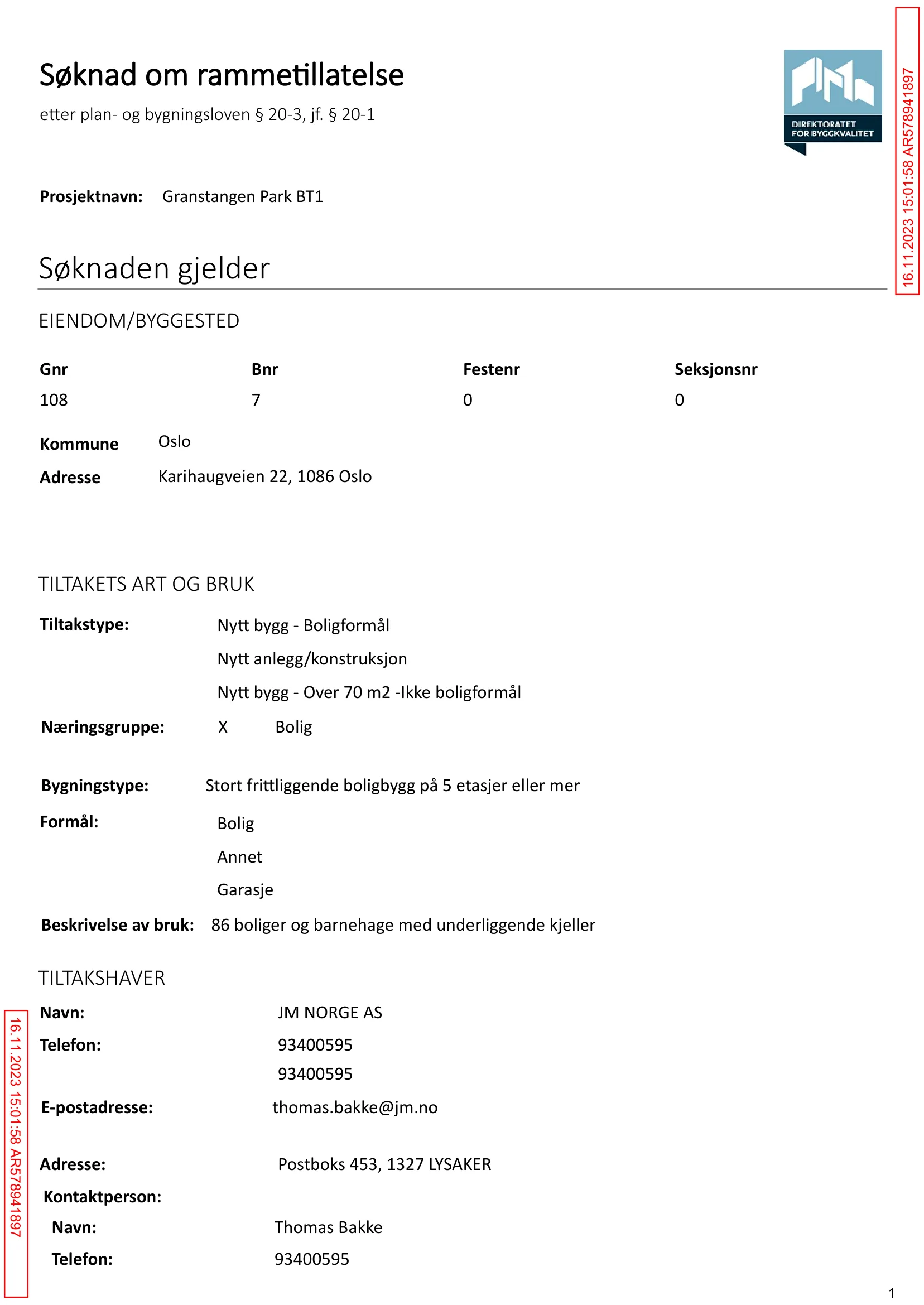 Søknad om rammetillatelse