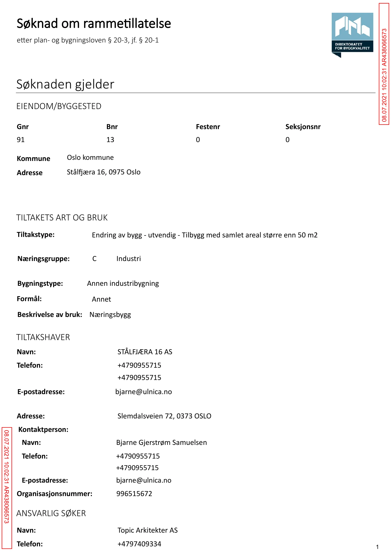 Søknad om rammetillatelse