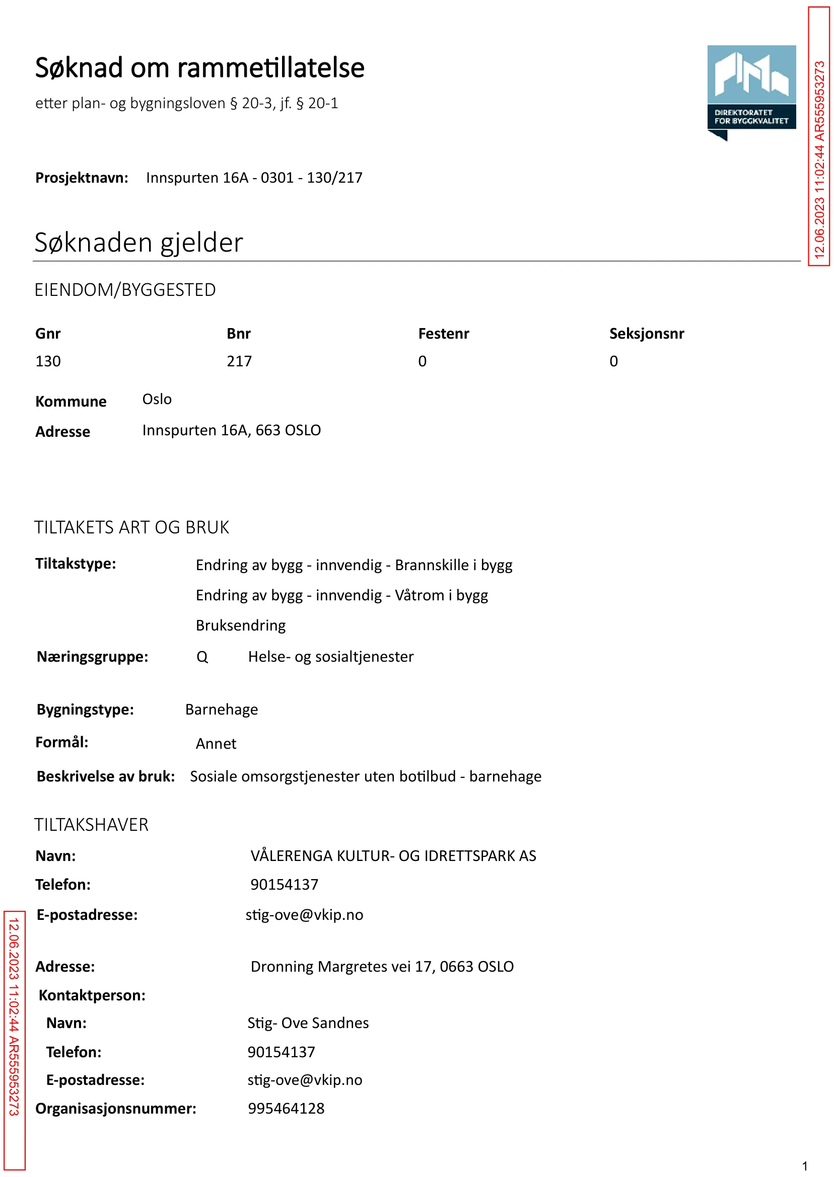 Søknad om rammetillatelse
