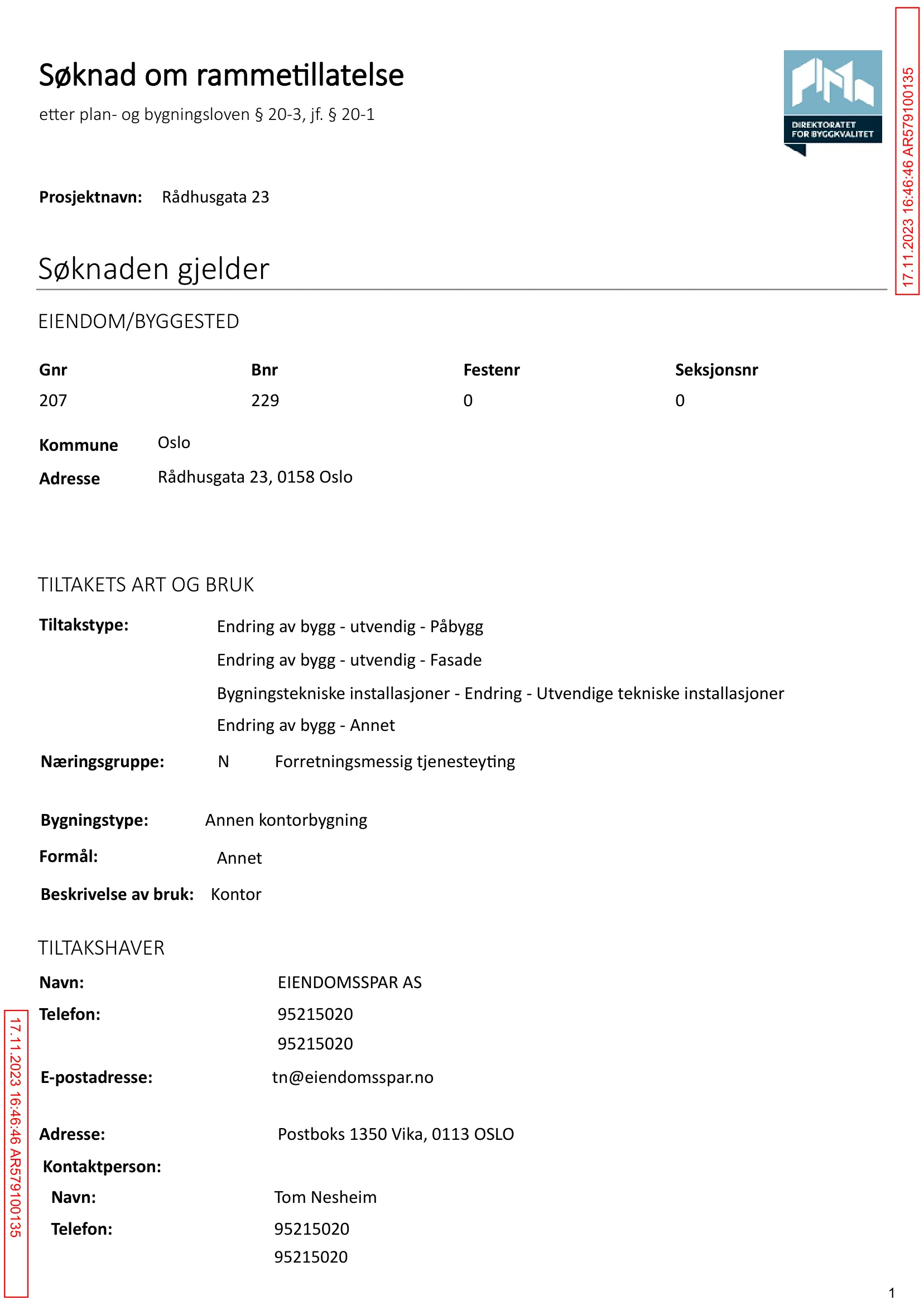 Søknad om rammetillatelse