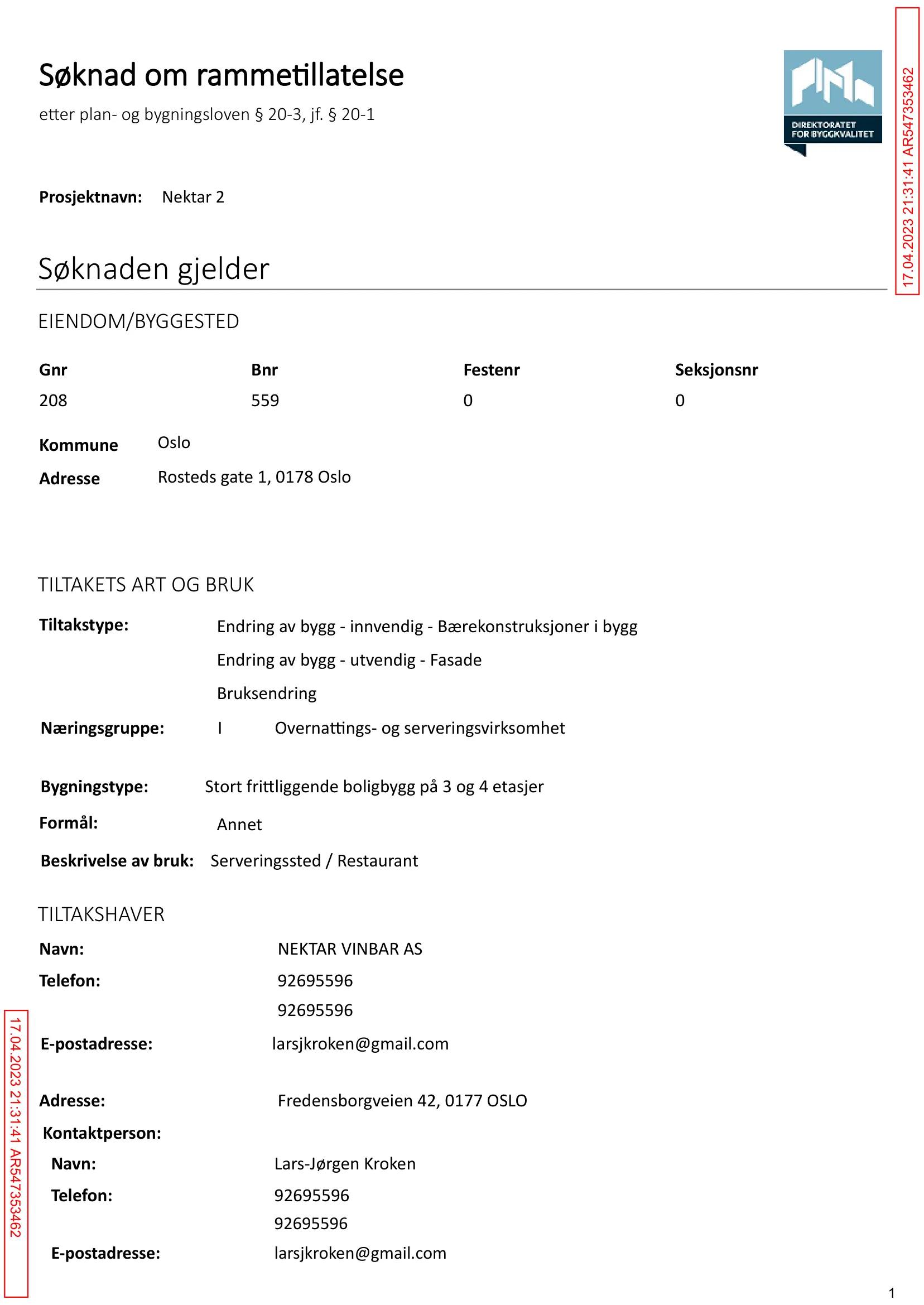 Søknad om rammetillatelse