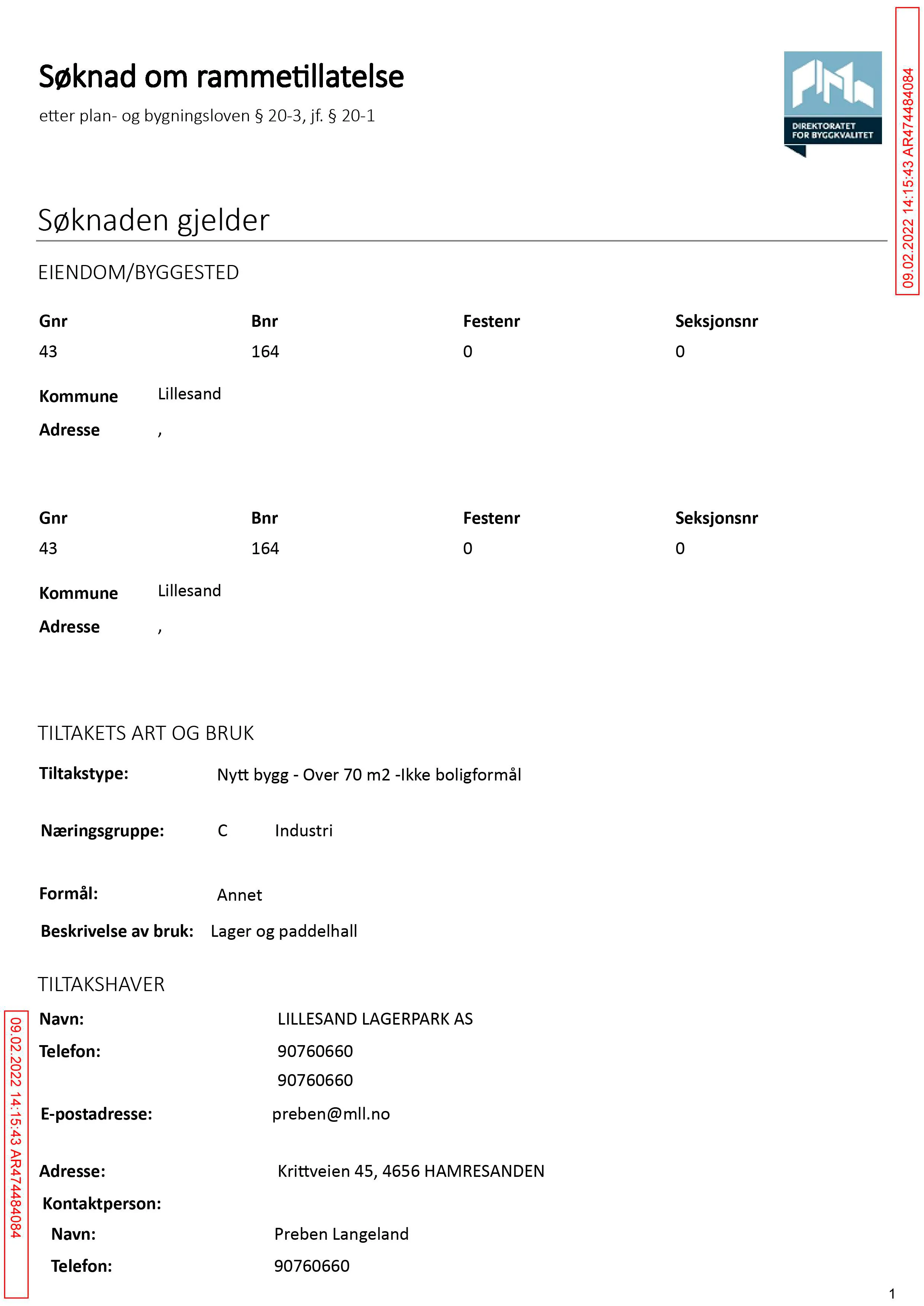 Søknad om rammetillatelse