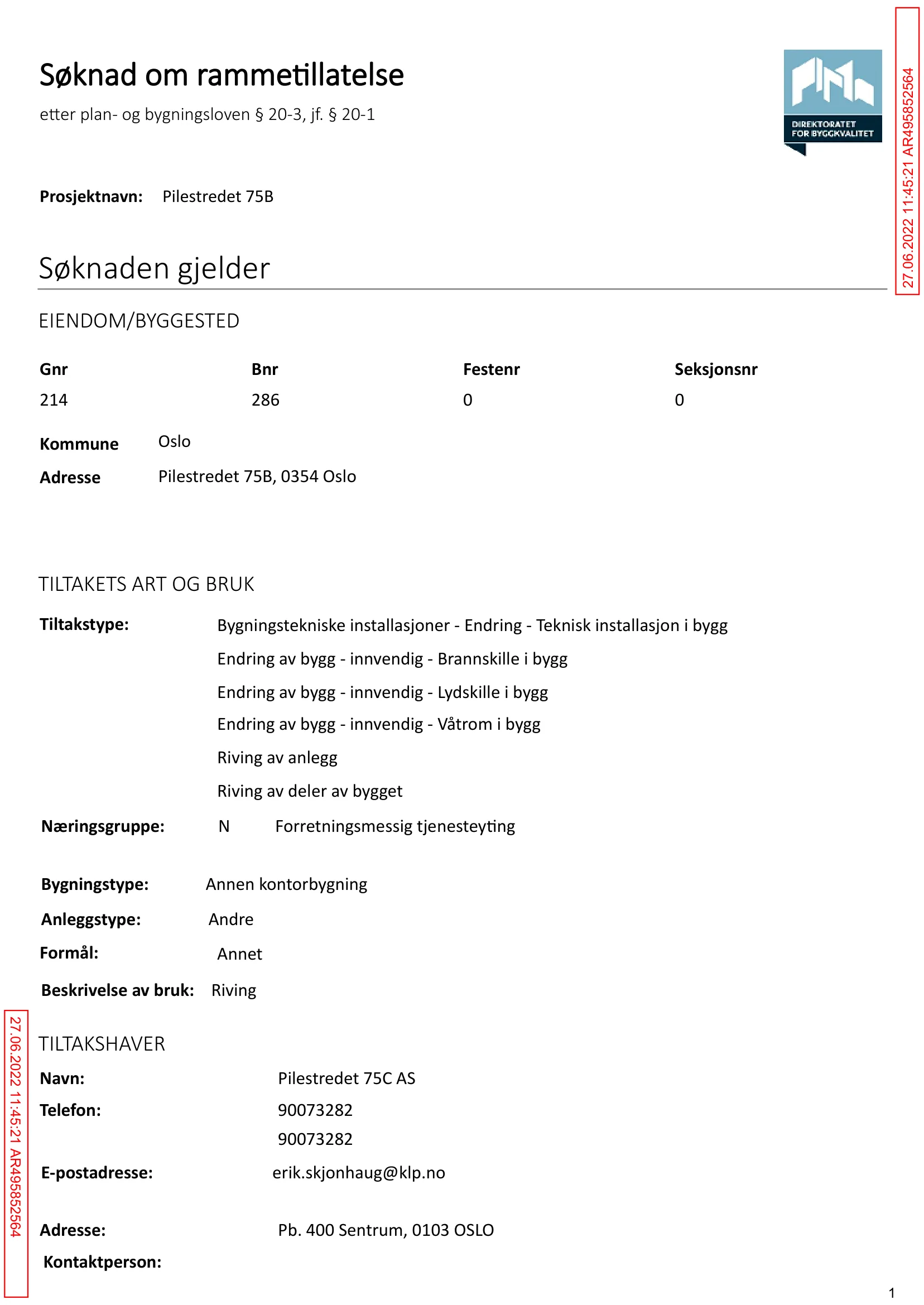 Søknad om rammetillatelse