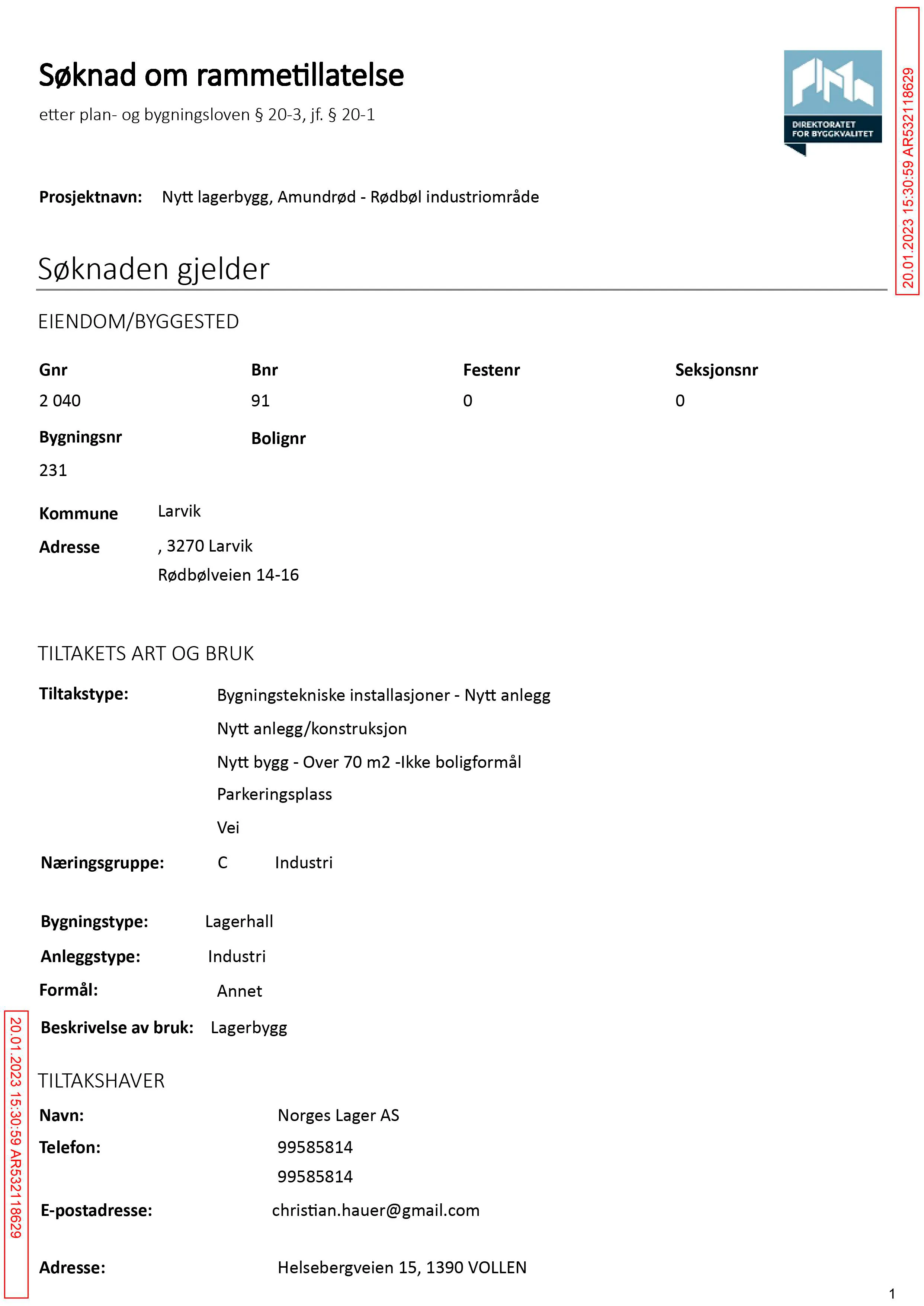 Søknad om rammetillatelse