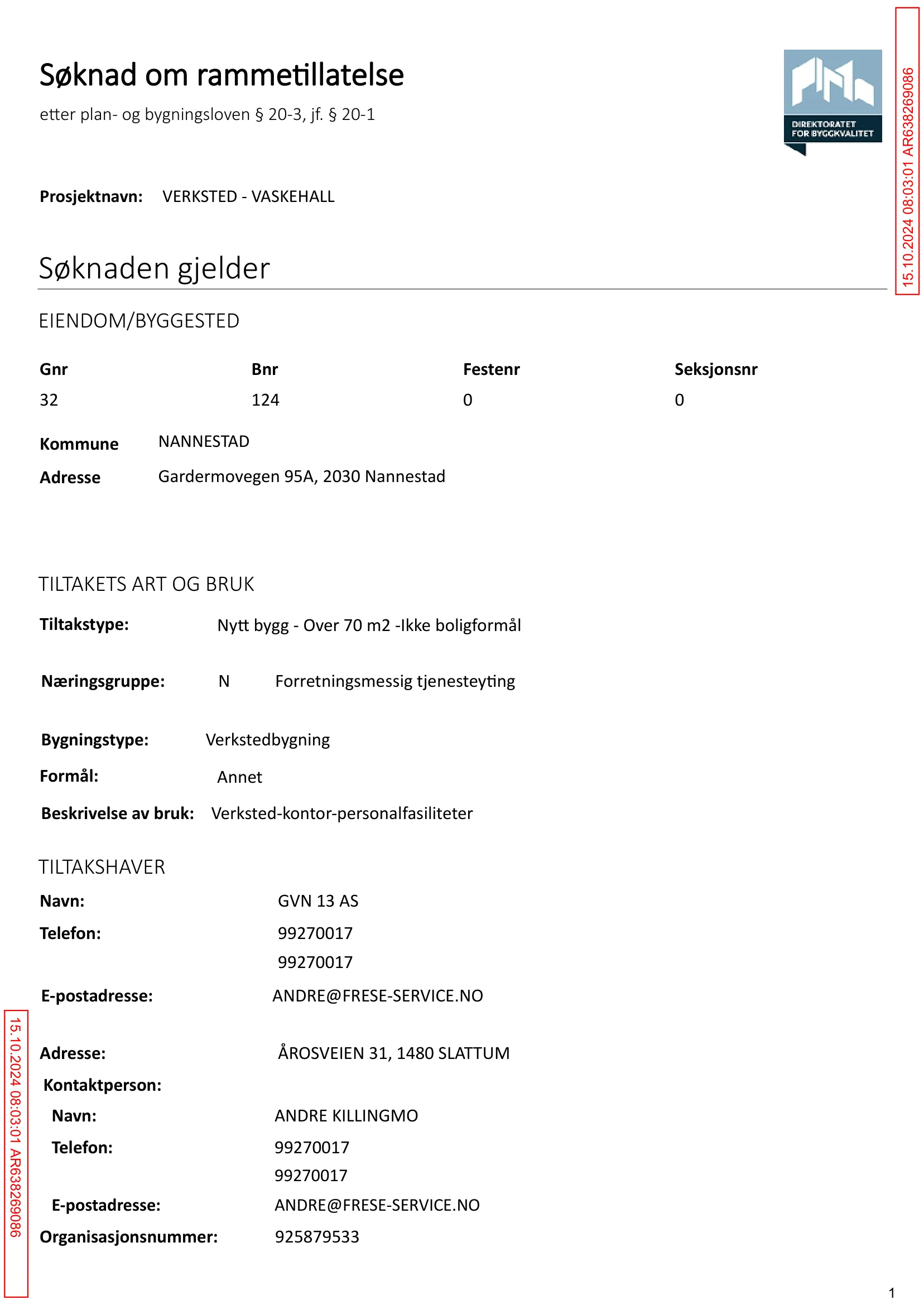 Søknad om rammetillatelse