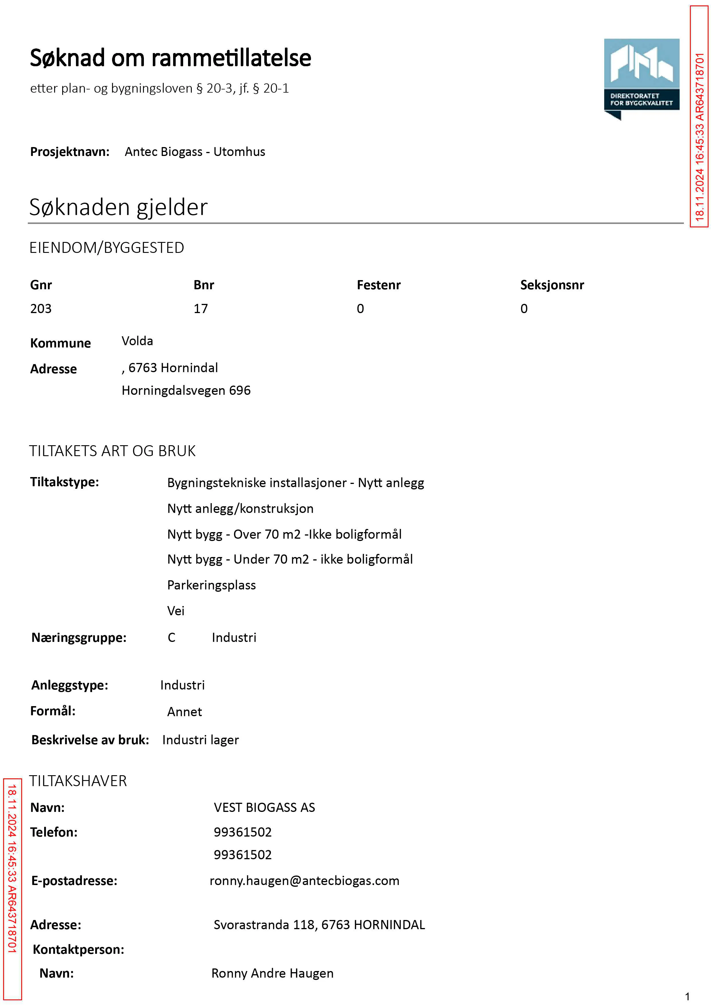 Søknad om rammetillatelse
