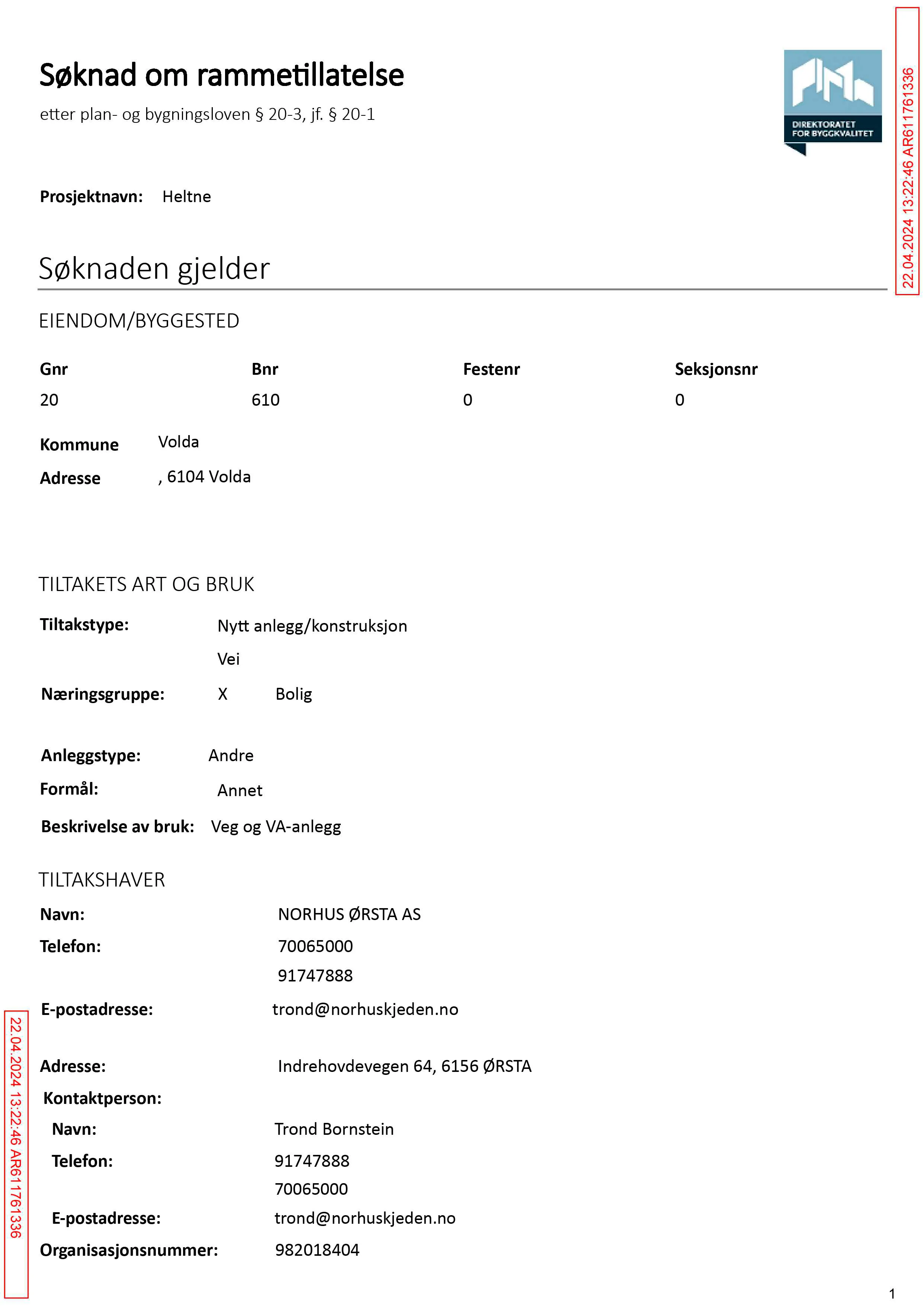 Søknad om rammetillatelse