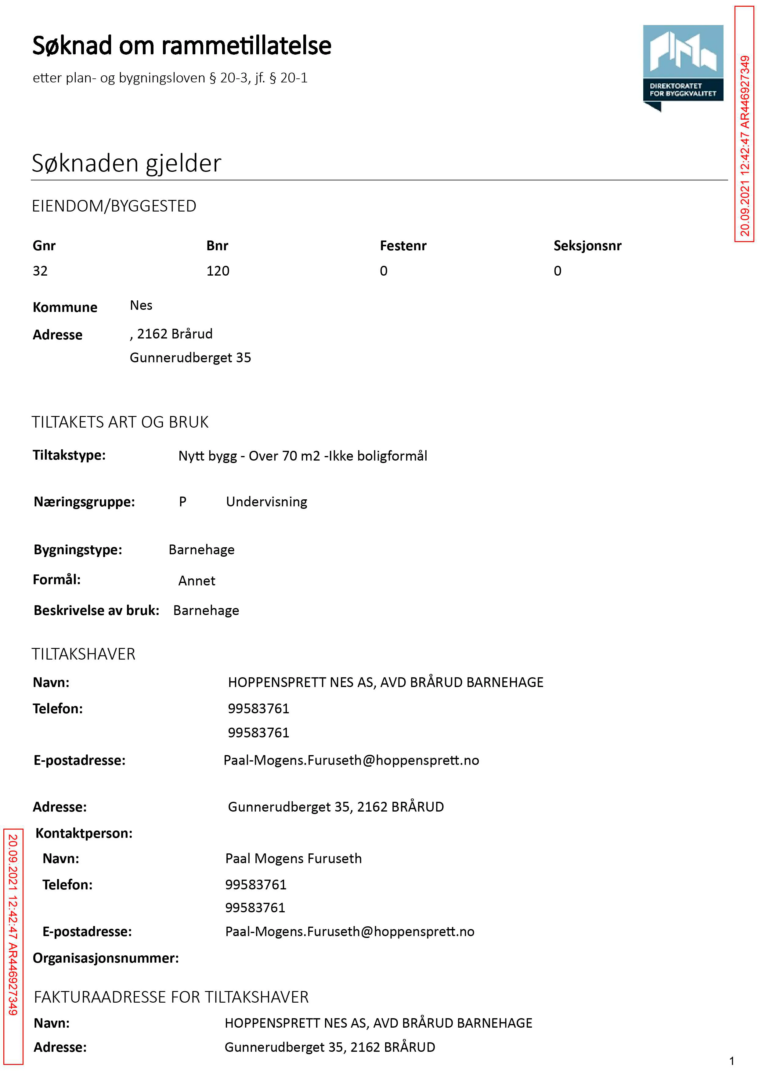 Søknad om rammetillatelse