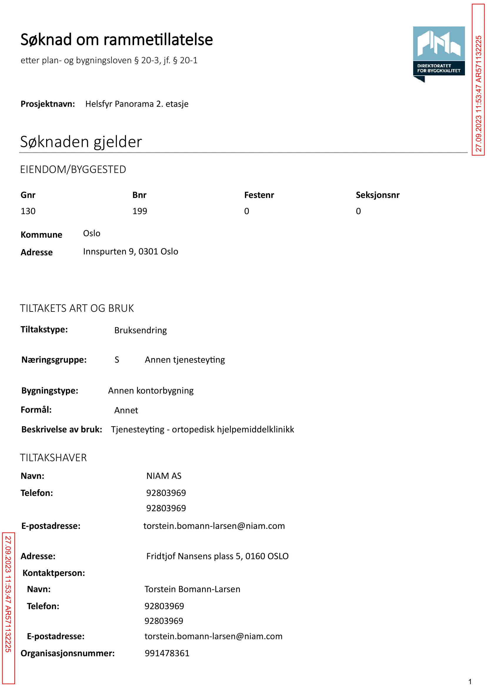 Søknad om rammetillatelse