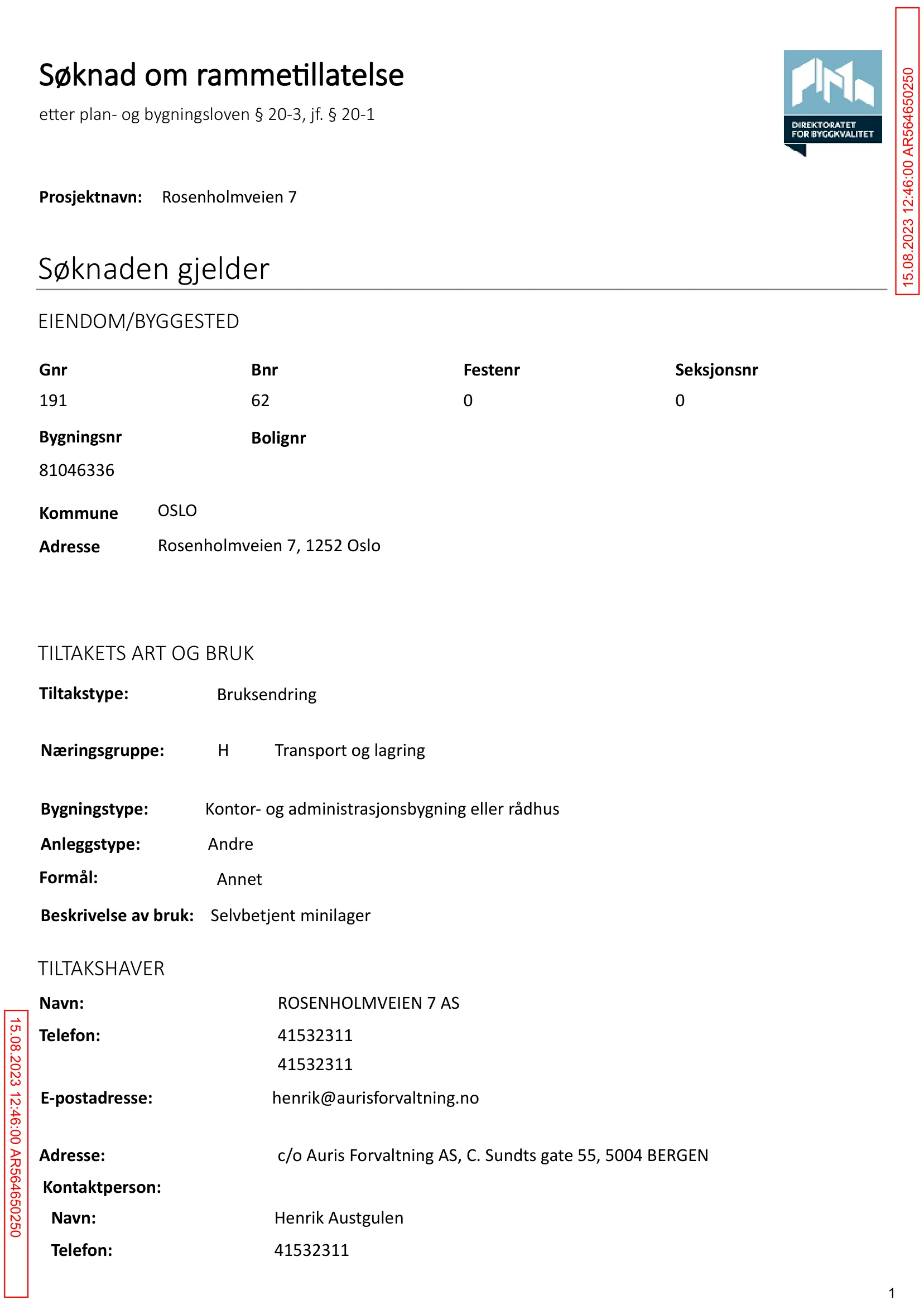 Søknad om rammetillatelse