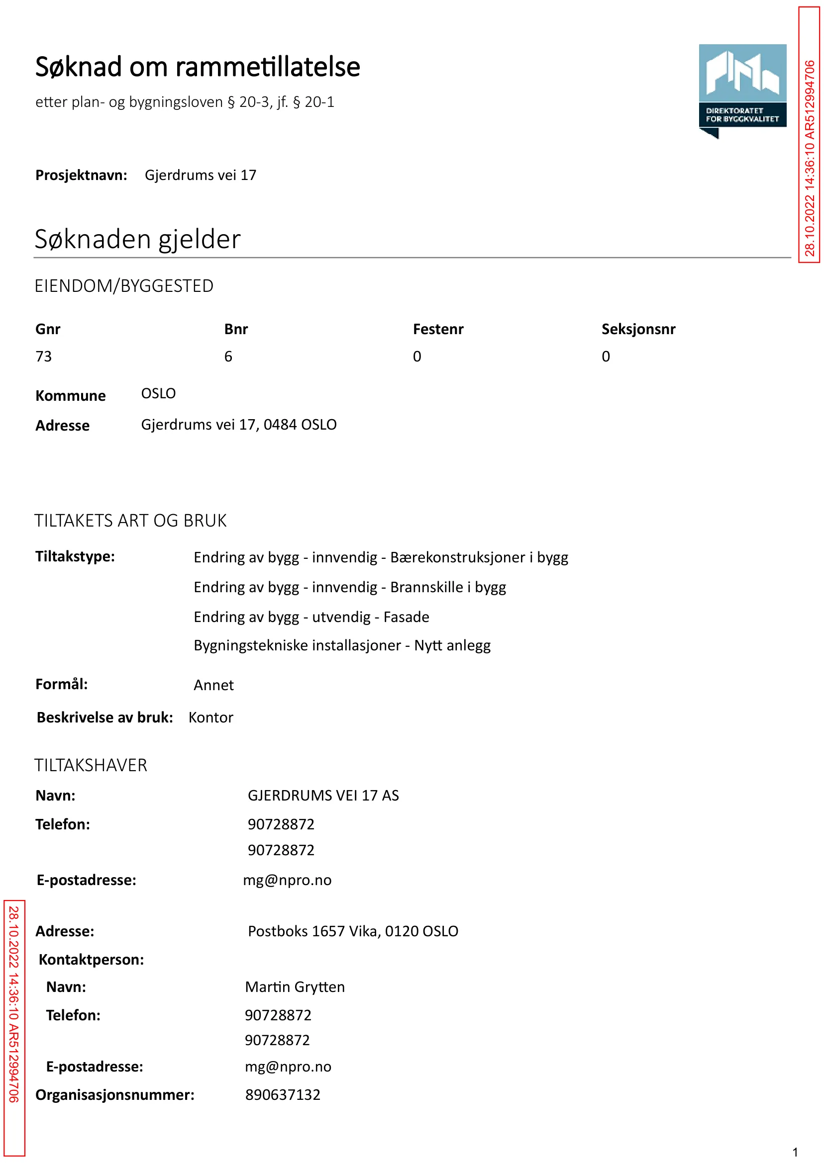 Søknad om rammetillatelse