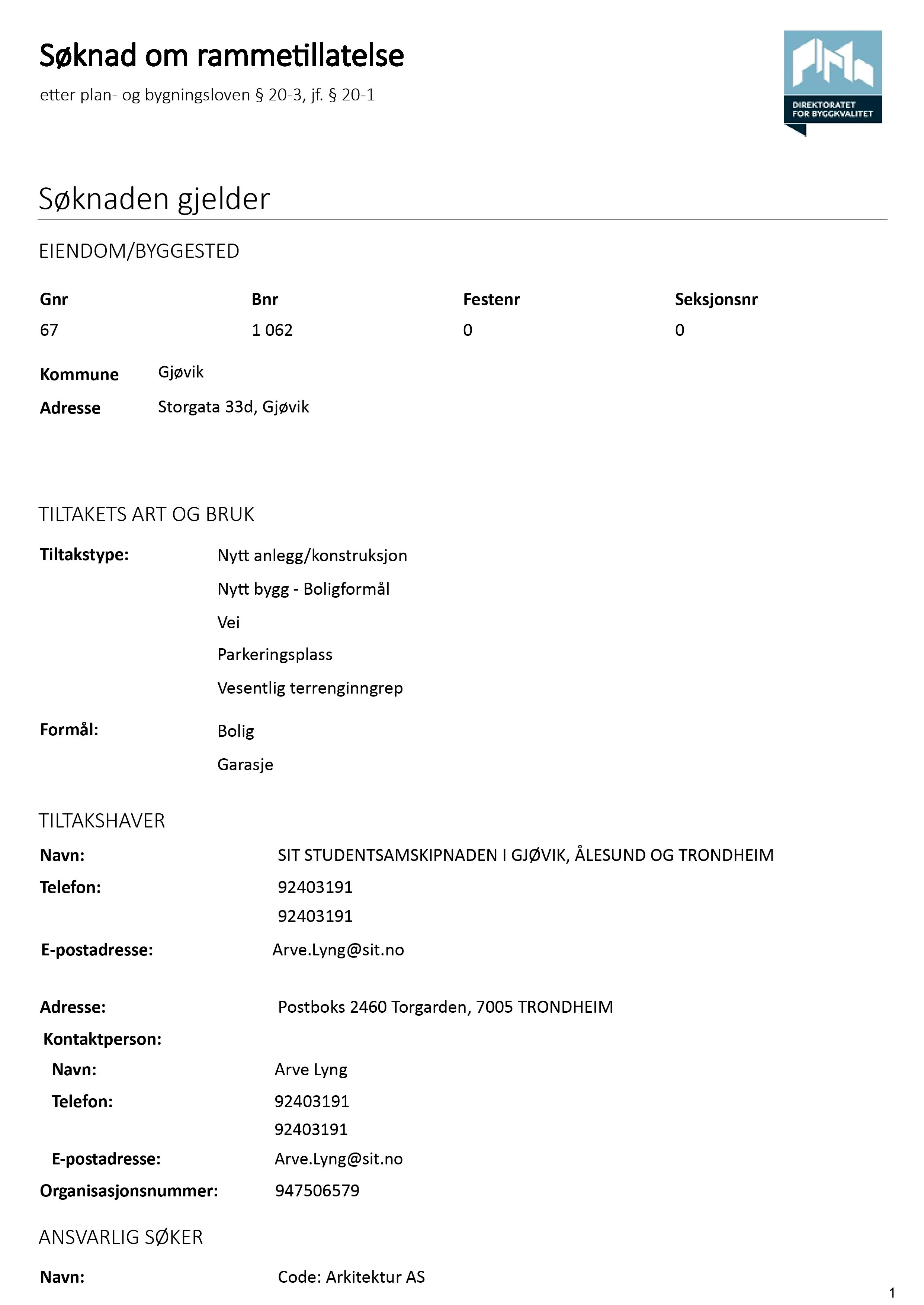 Søknad om rammetillatelse