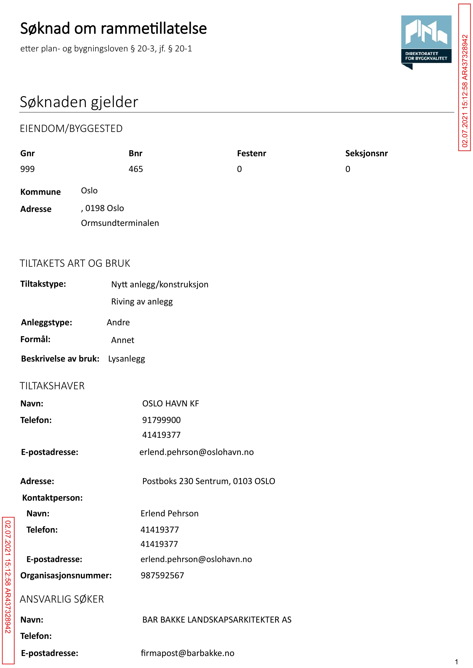 Søknad om rammetillatelse