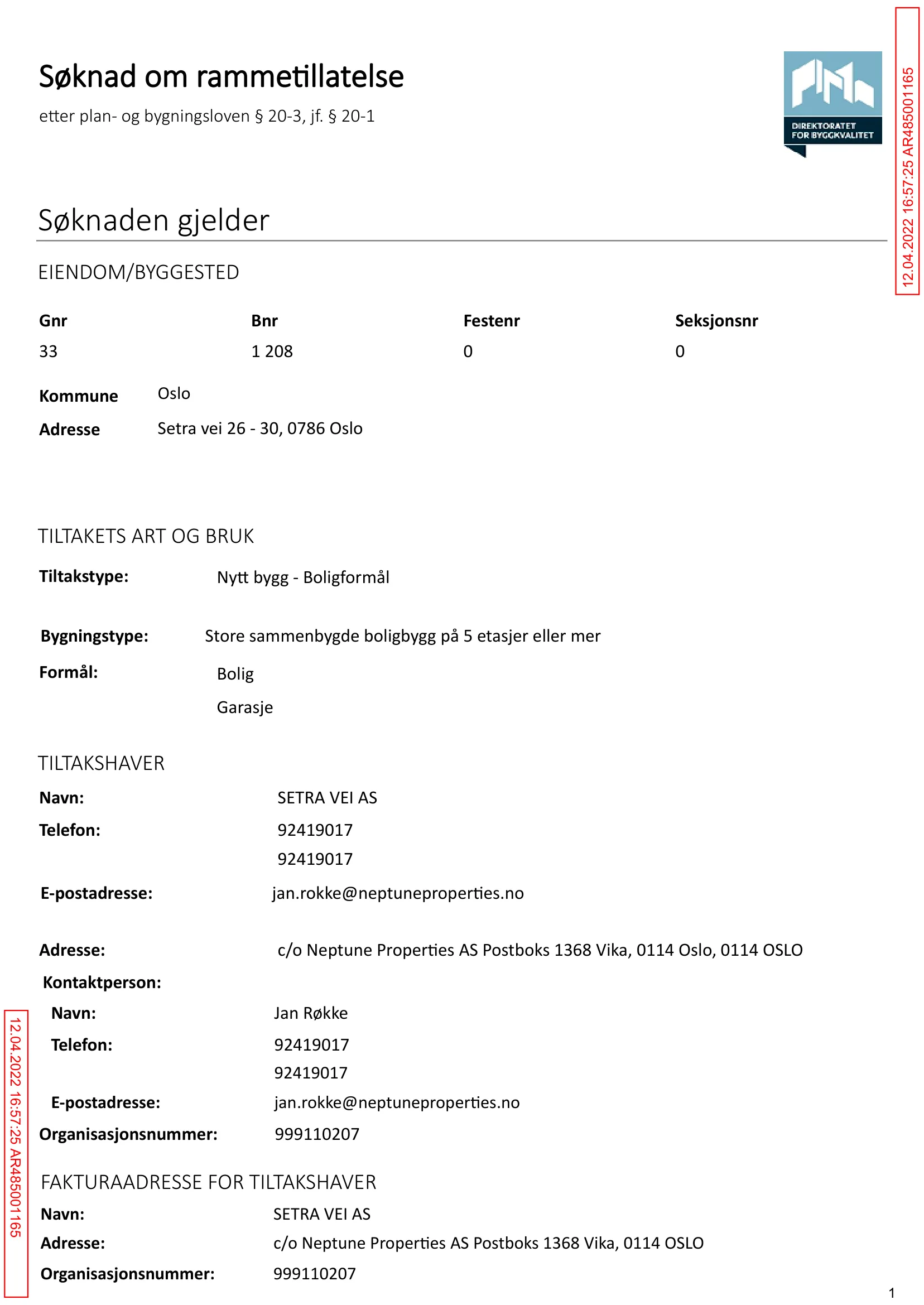 Søknad om rammetillatelse
