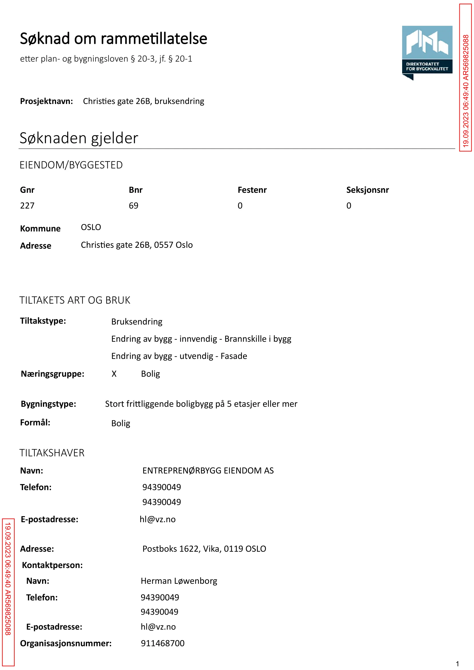 Søknad om rammetillatelse