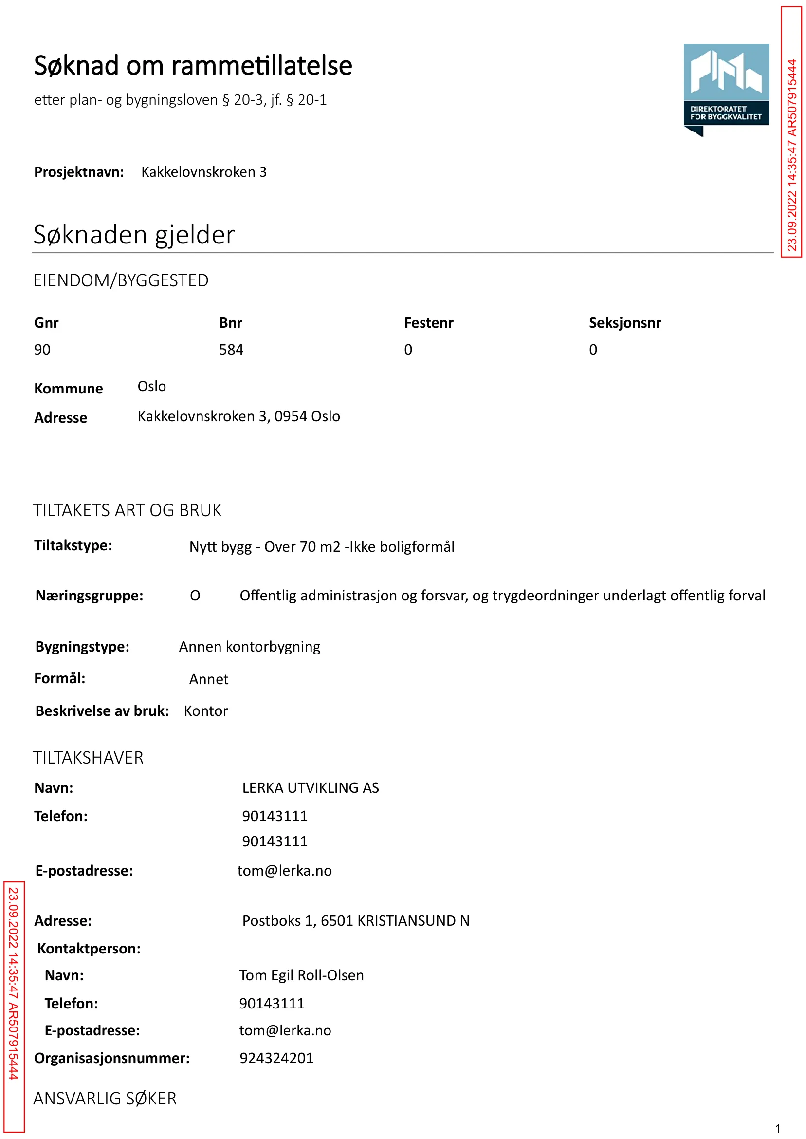 Søknad om rammetillatelse