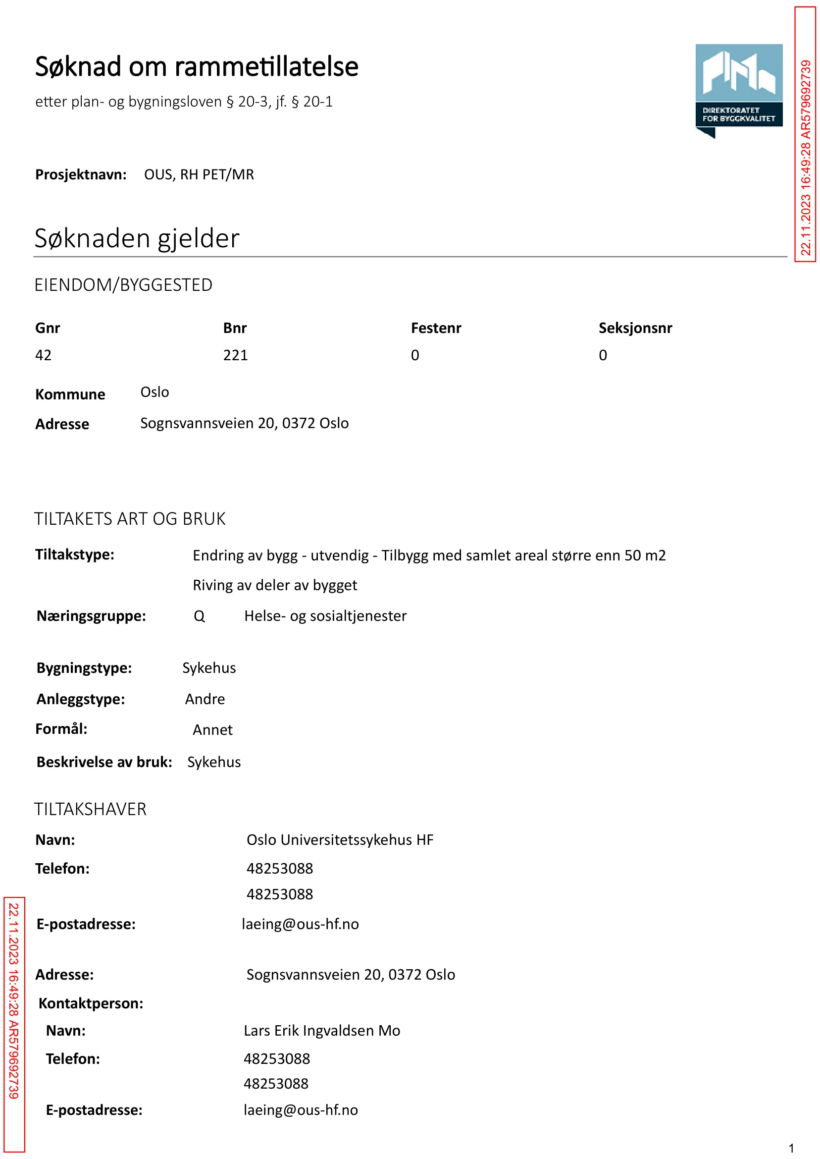 Søknad om rammetillatelse