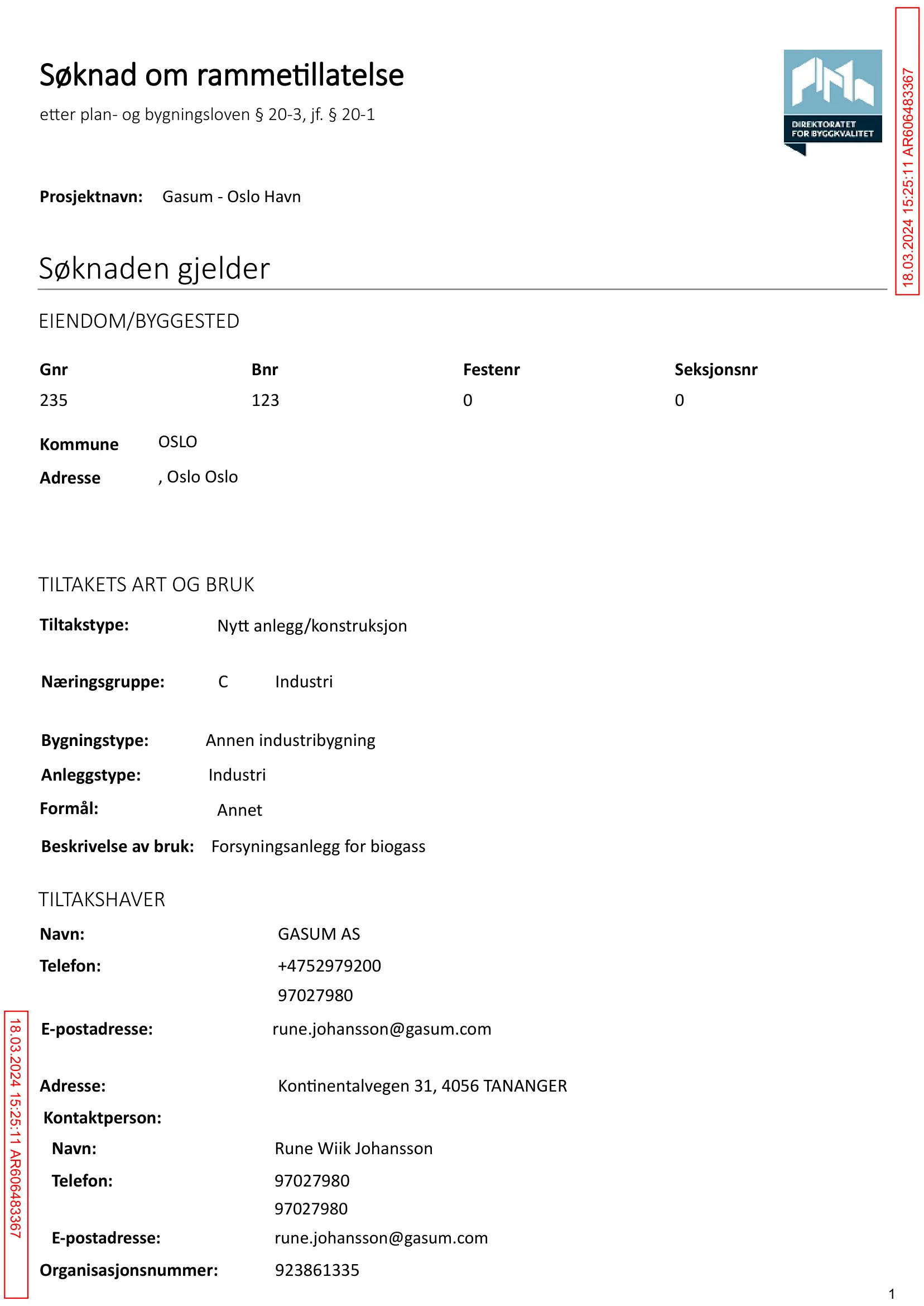 Søknad om rammetillatelse