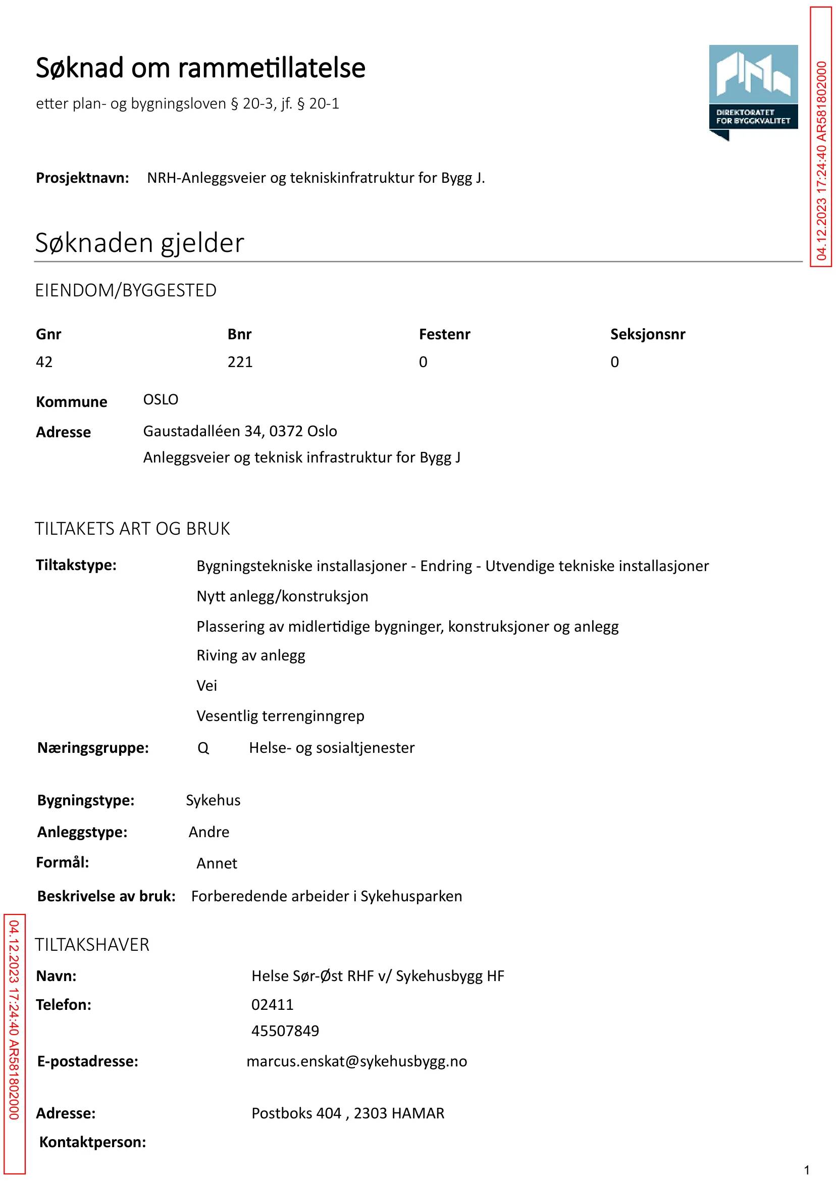 Søknad om rammetillatelse