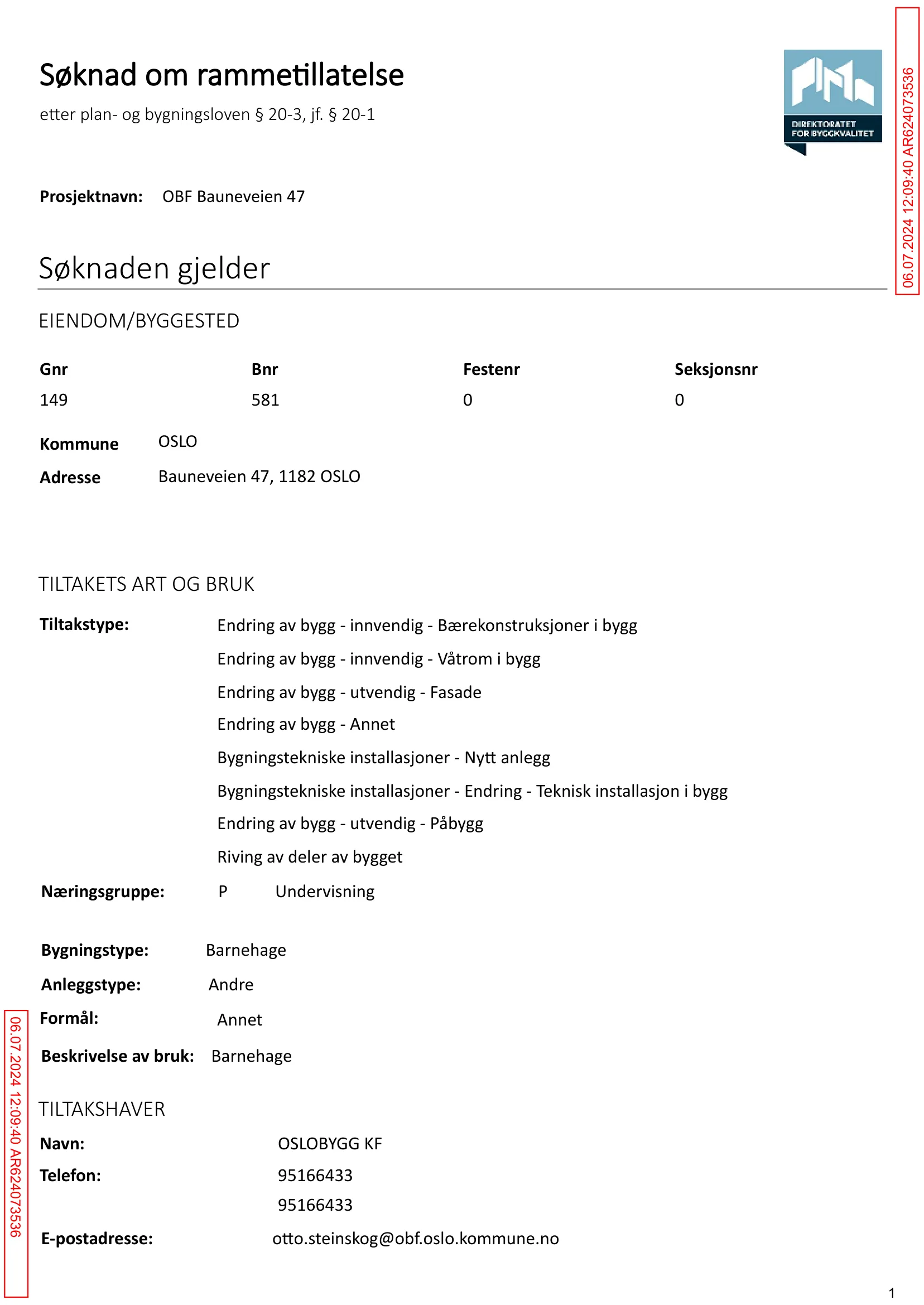 Søknad om rammetillatelse