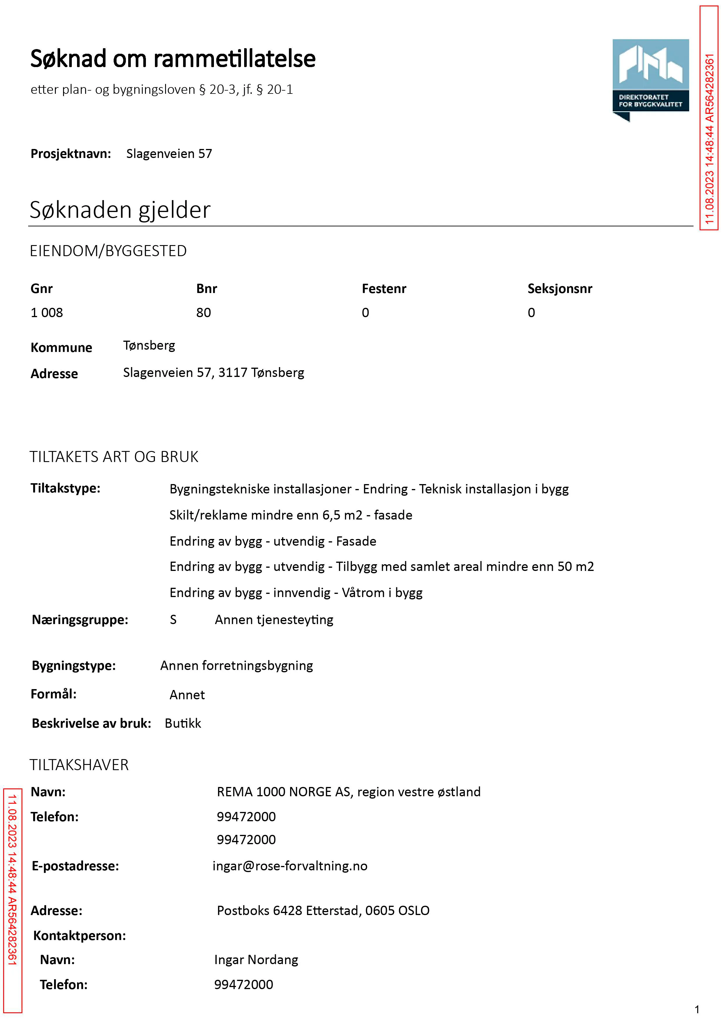 Søknad om rammetillatelse