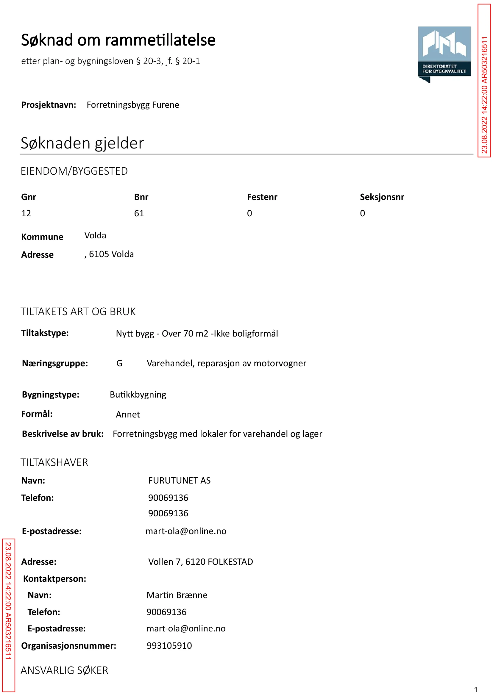 Søknad om rammetillatelse