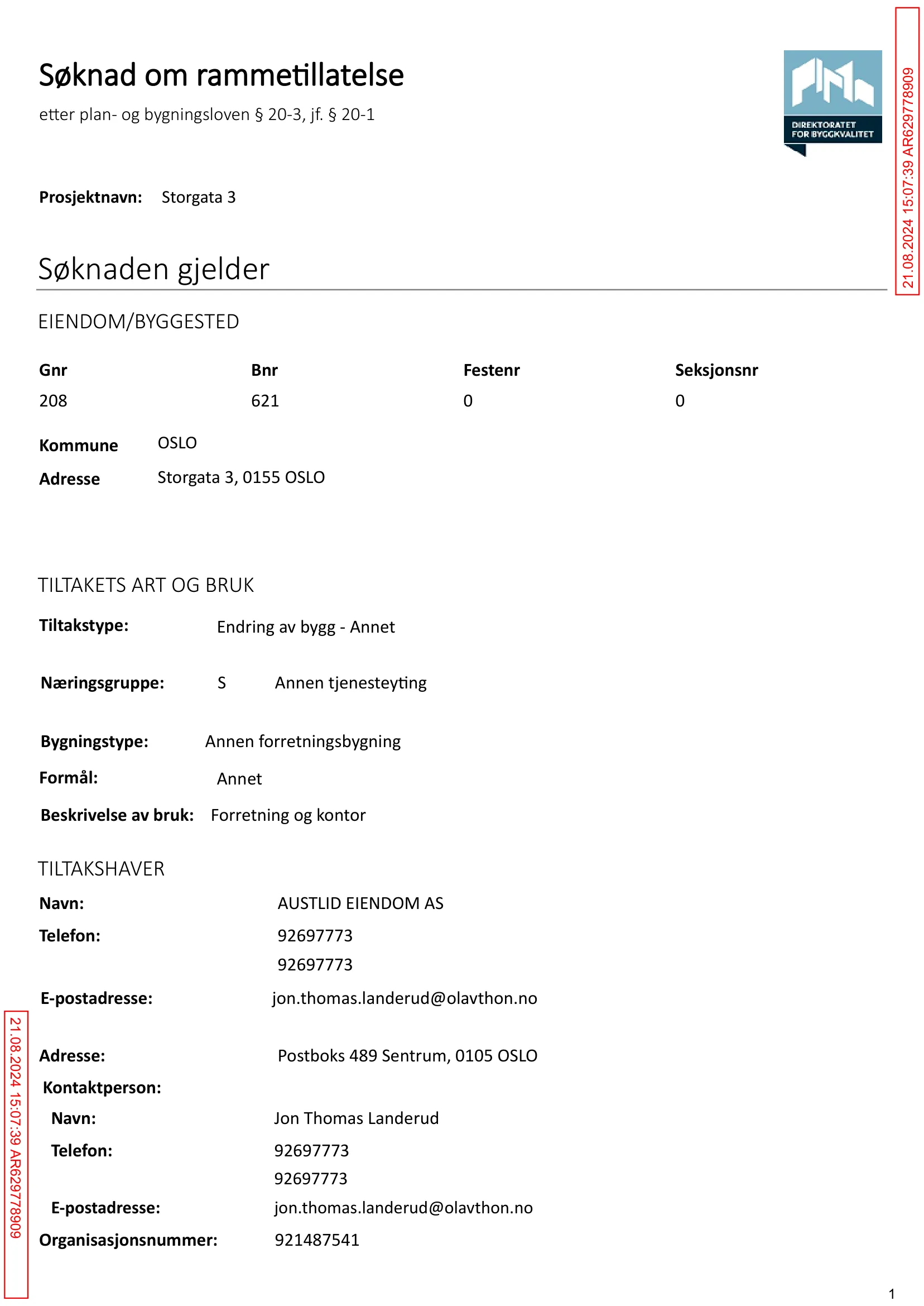 Søknad om rammetillatelse