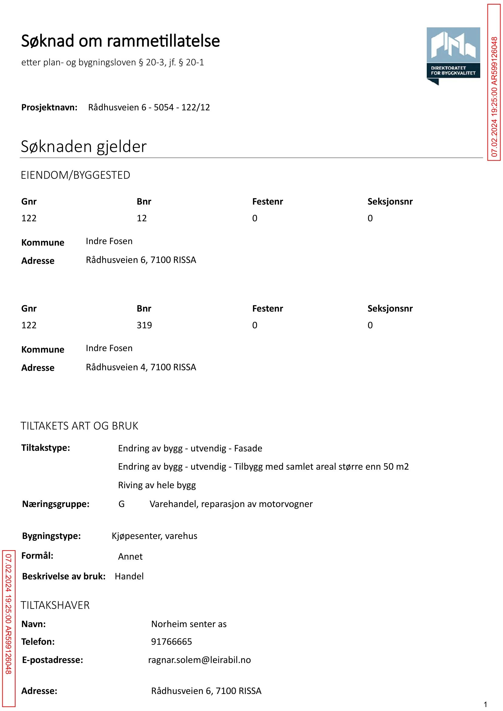 Søknad om rammetillatelse