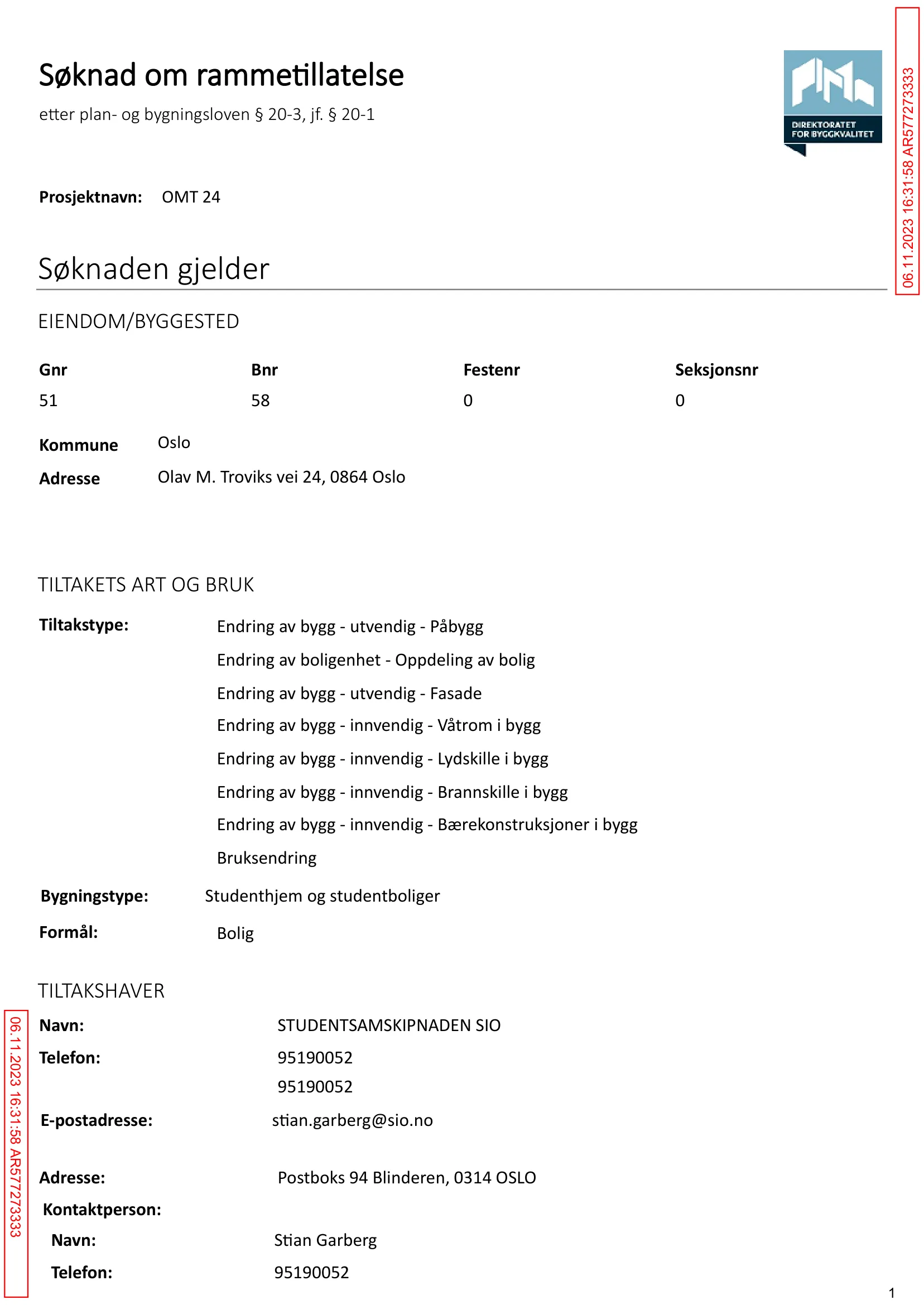 Søknad om rammetillatelse