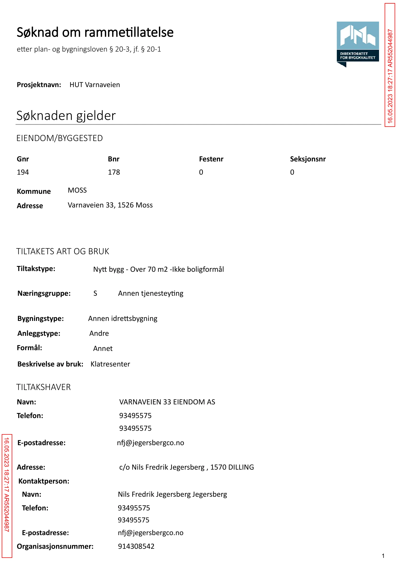 Søknad om rammetillatelse