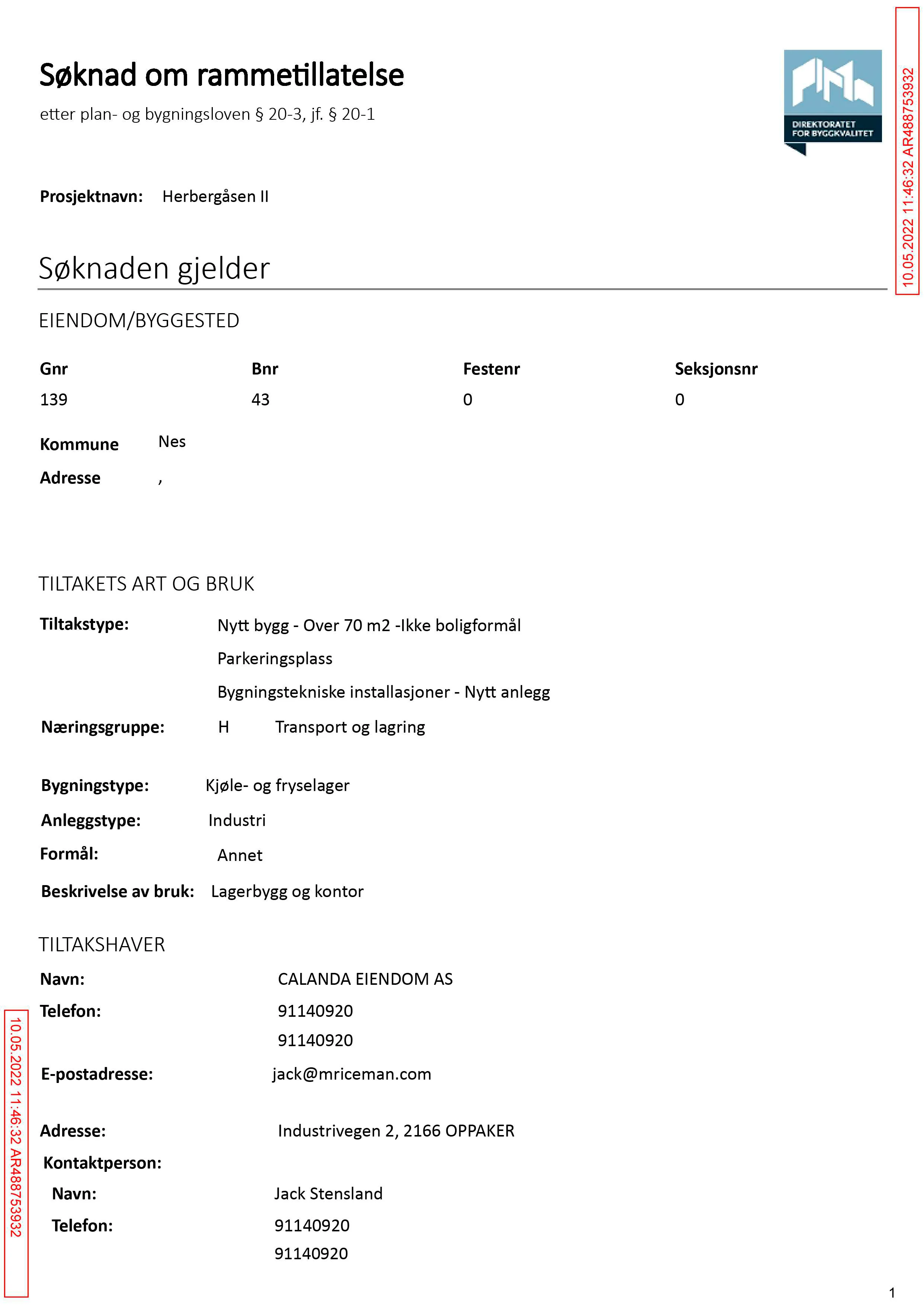 Søknad om rammetillatelse