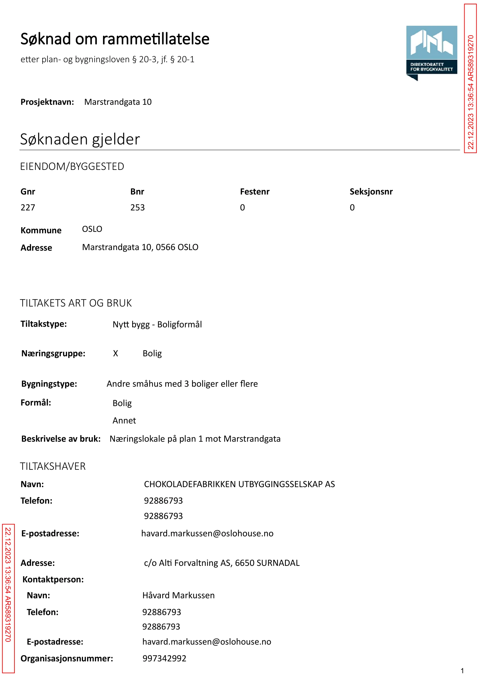 Søknad om rammetillatelse