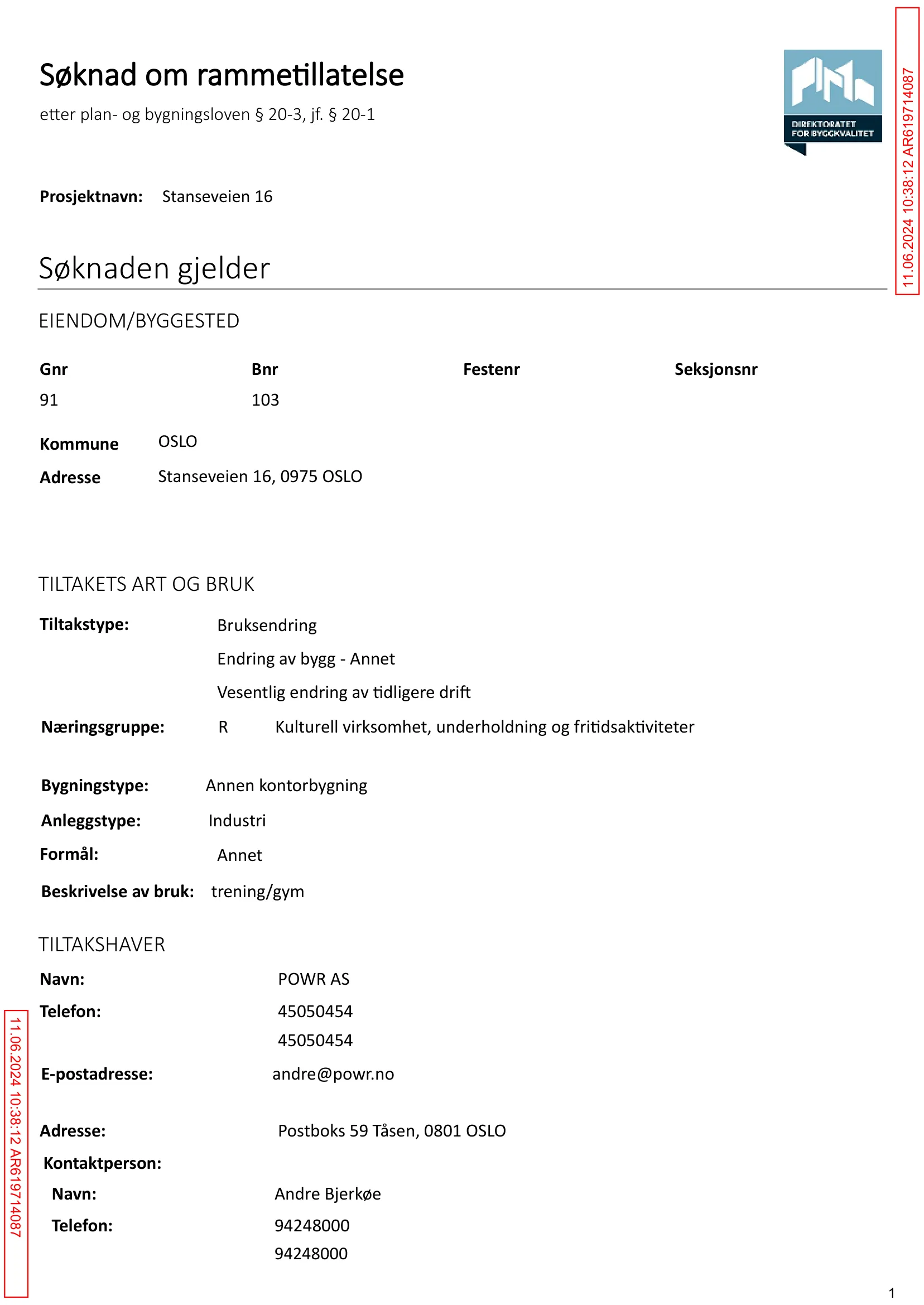 Søknad om rammetillatelse