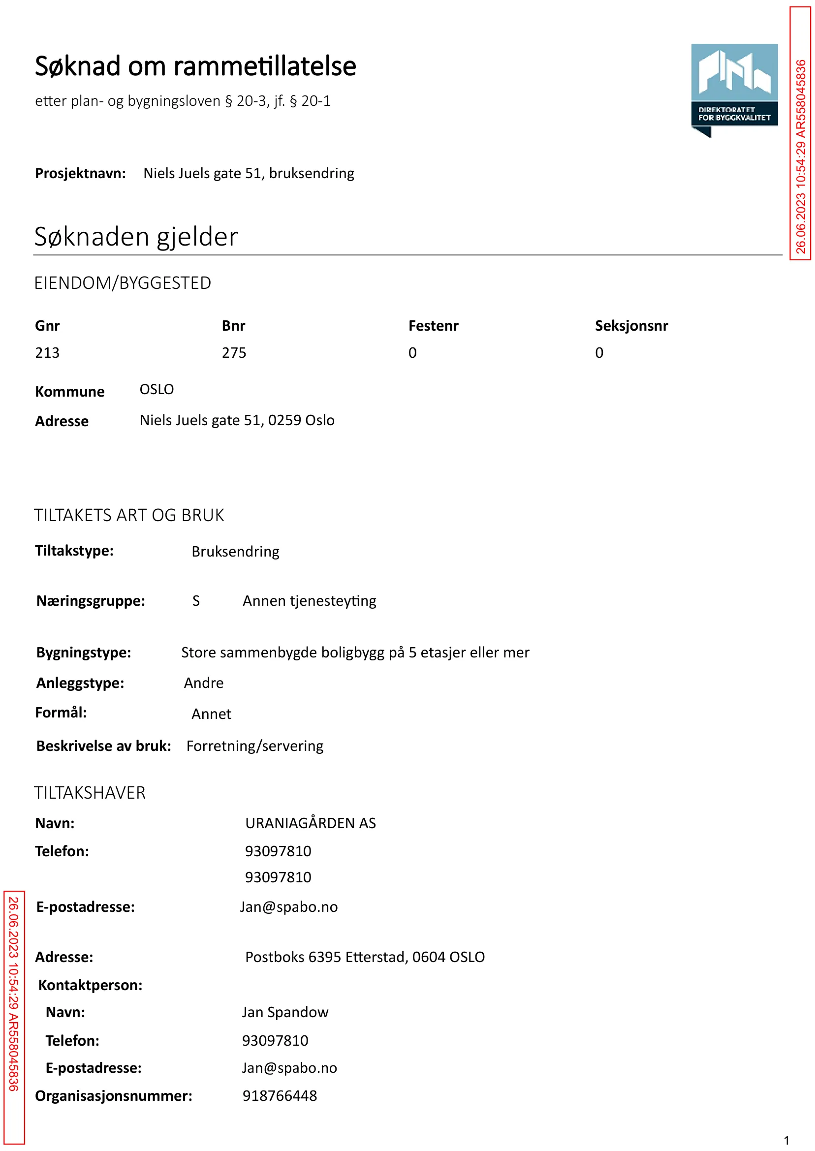 Søknad om rammetillatelse