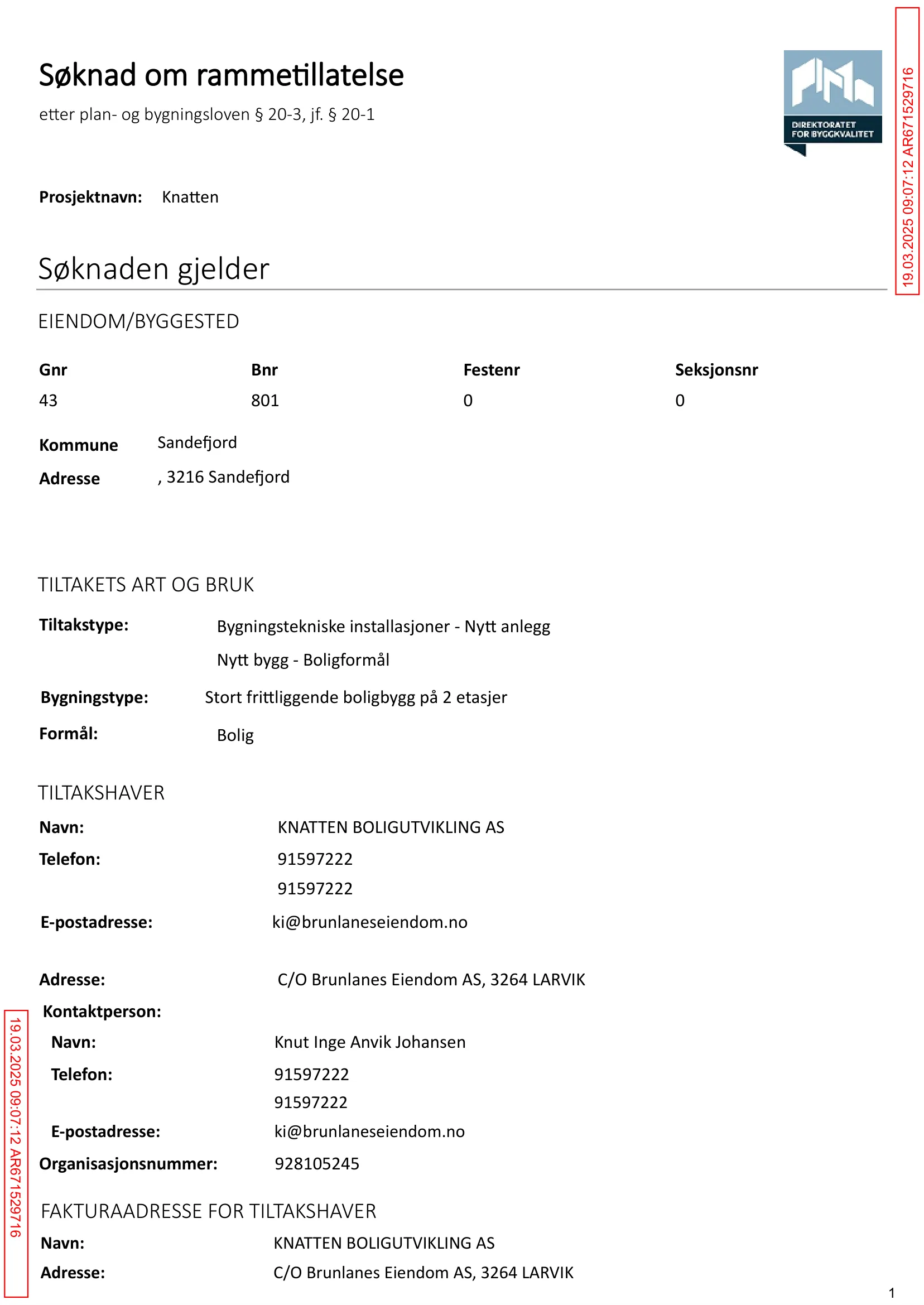 Søknad om rammetillatelse