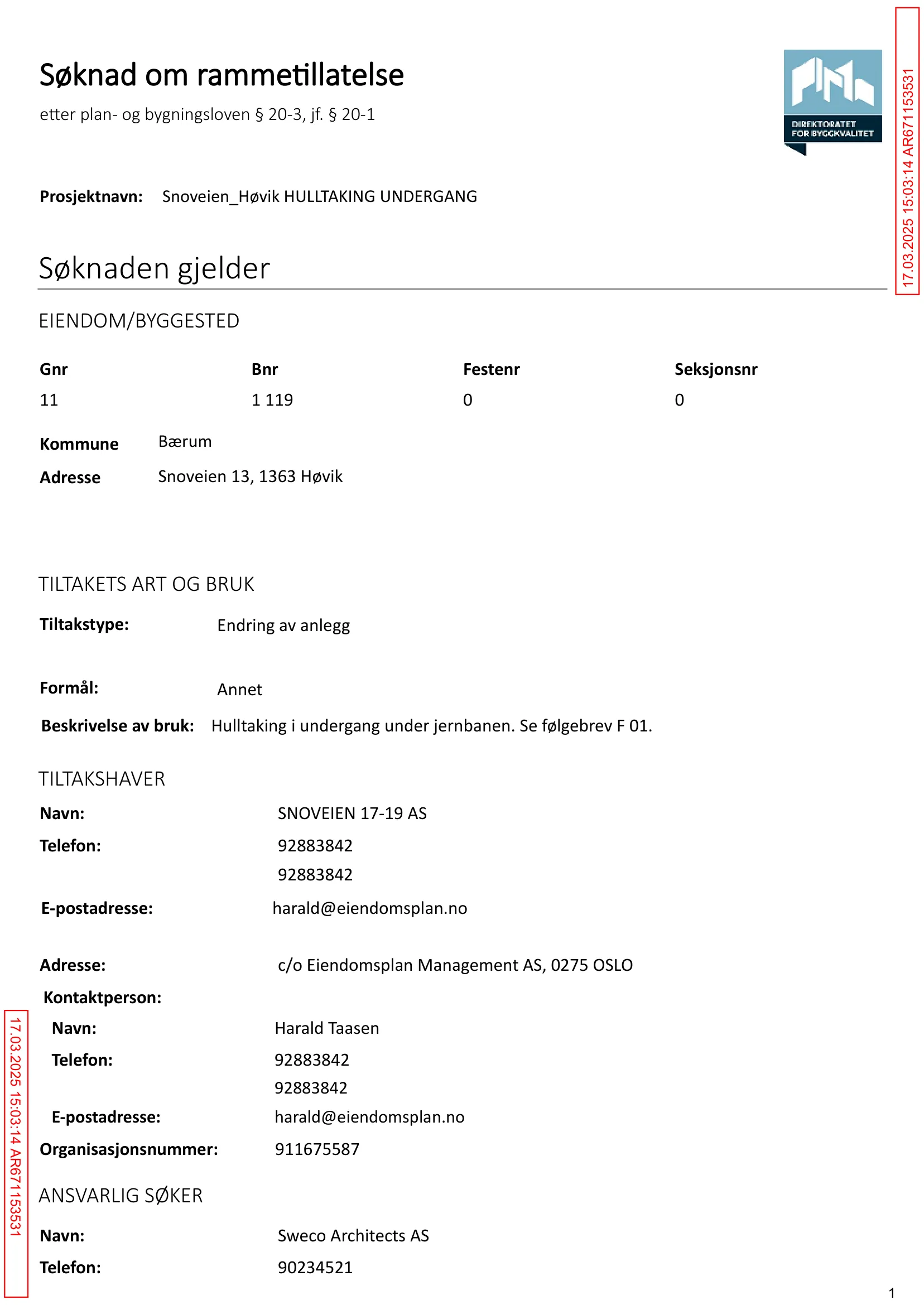 Søknad om rammetillatelse