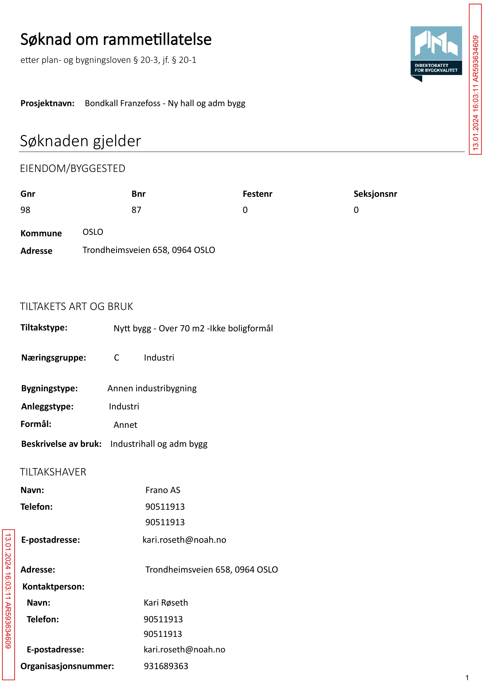 Søknad om rammetillatelse