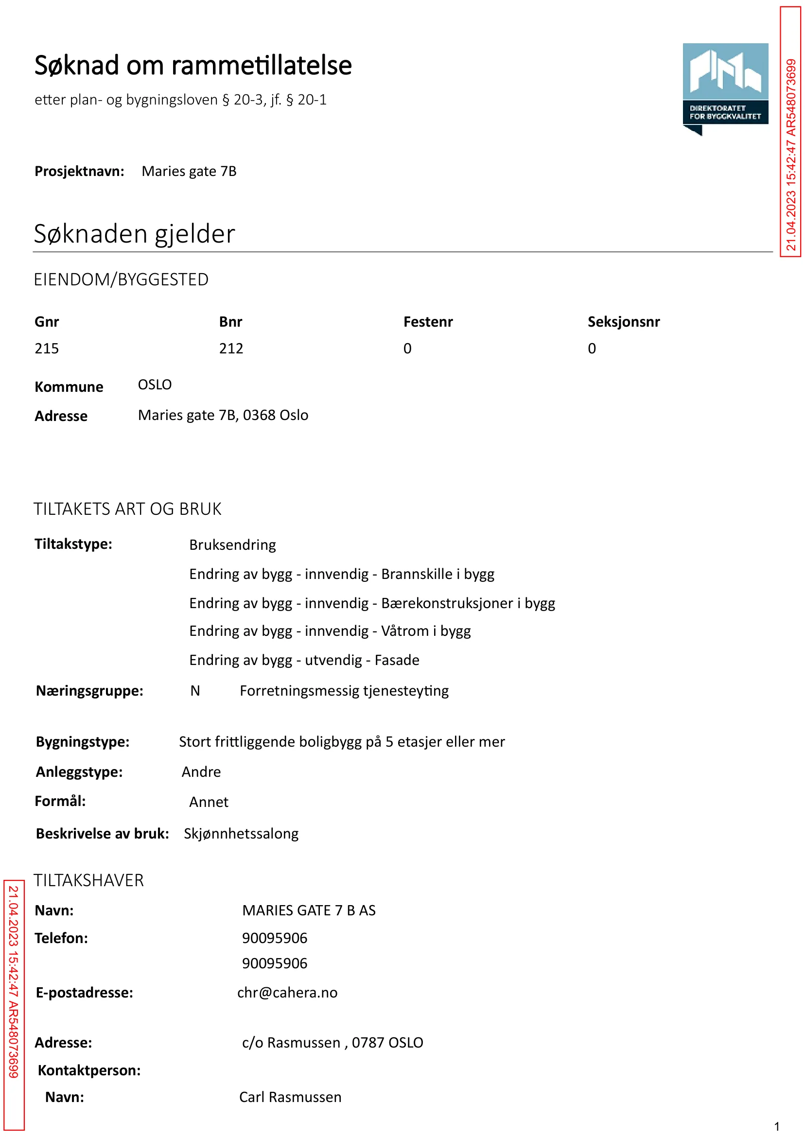 Søknad om rammetillatelse