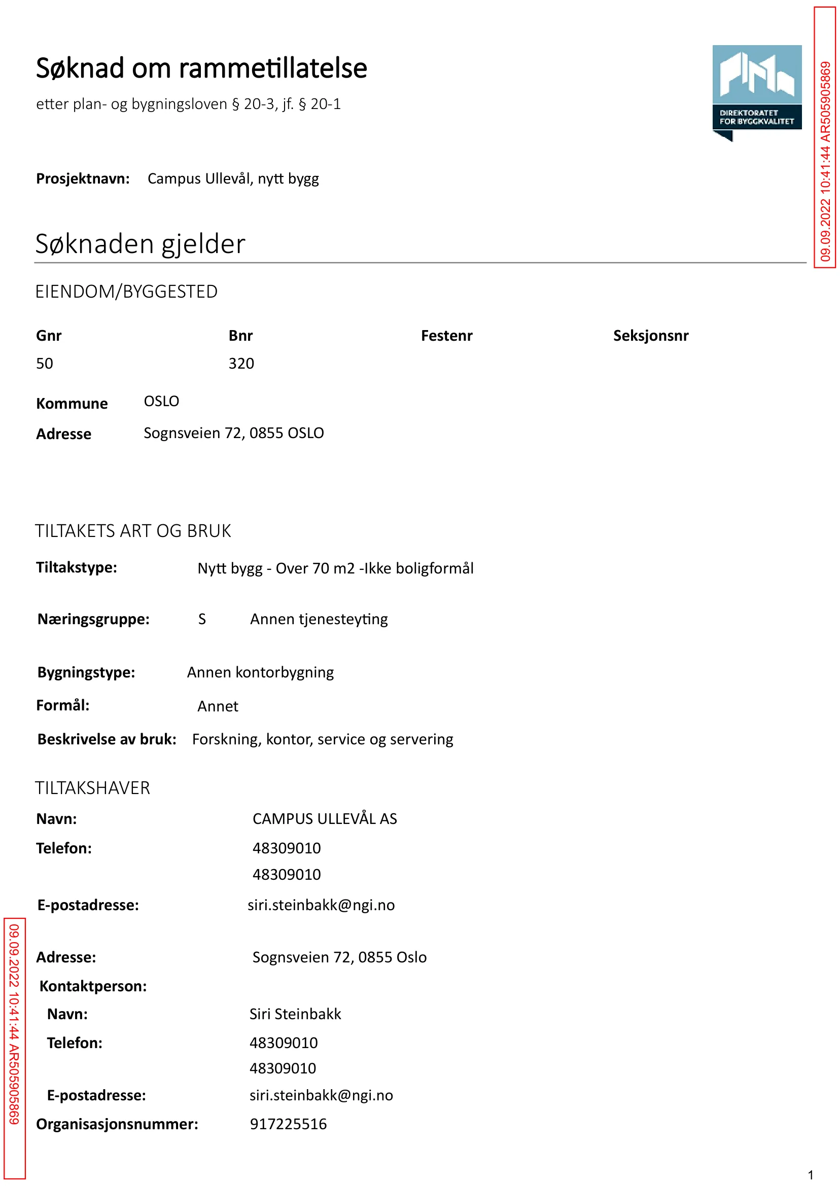 Søknad om rammetillatelse